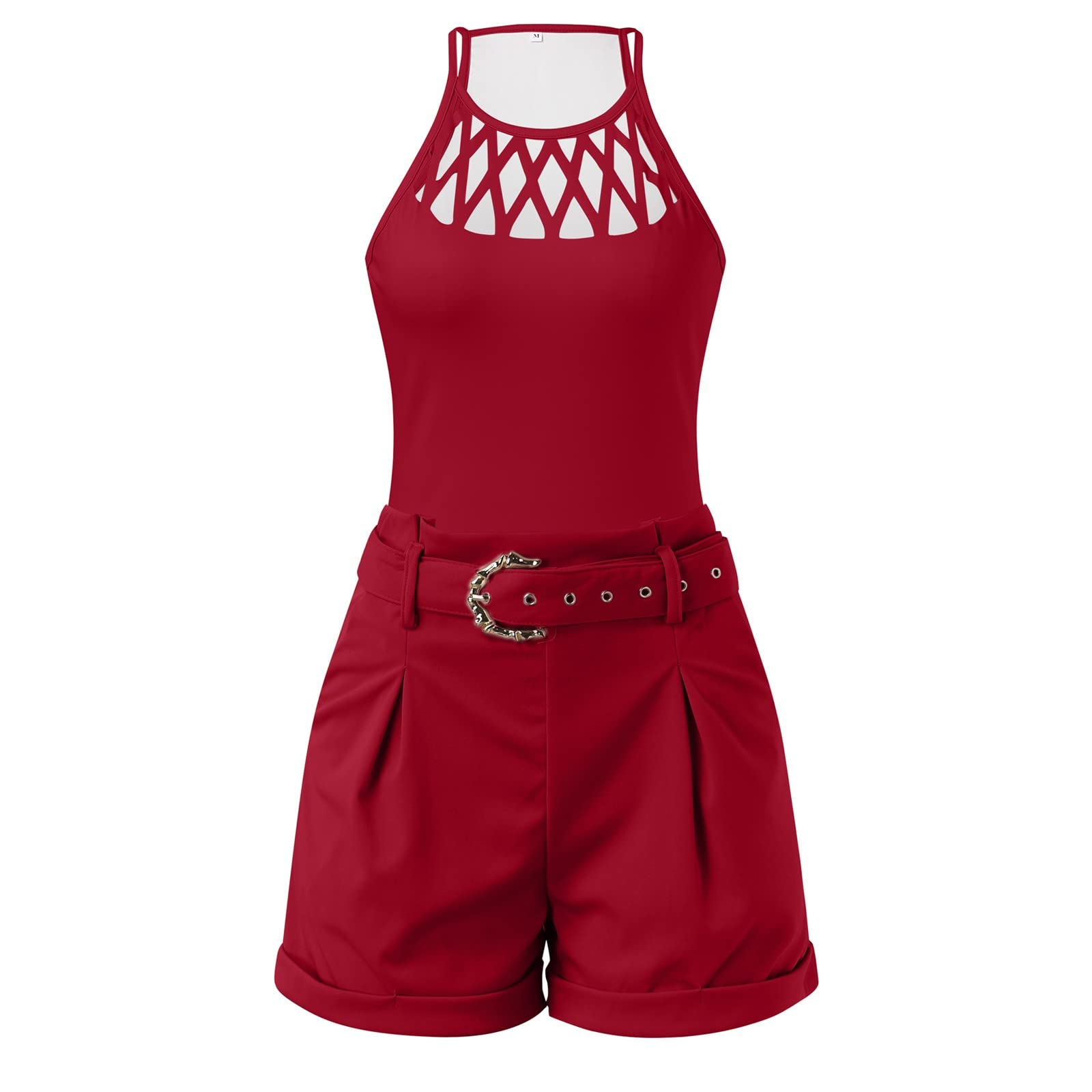 Women's White Vacation & Black High Top Yoga Outfit - Gym & Summer Workout Set