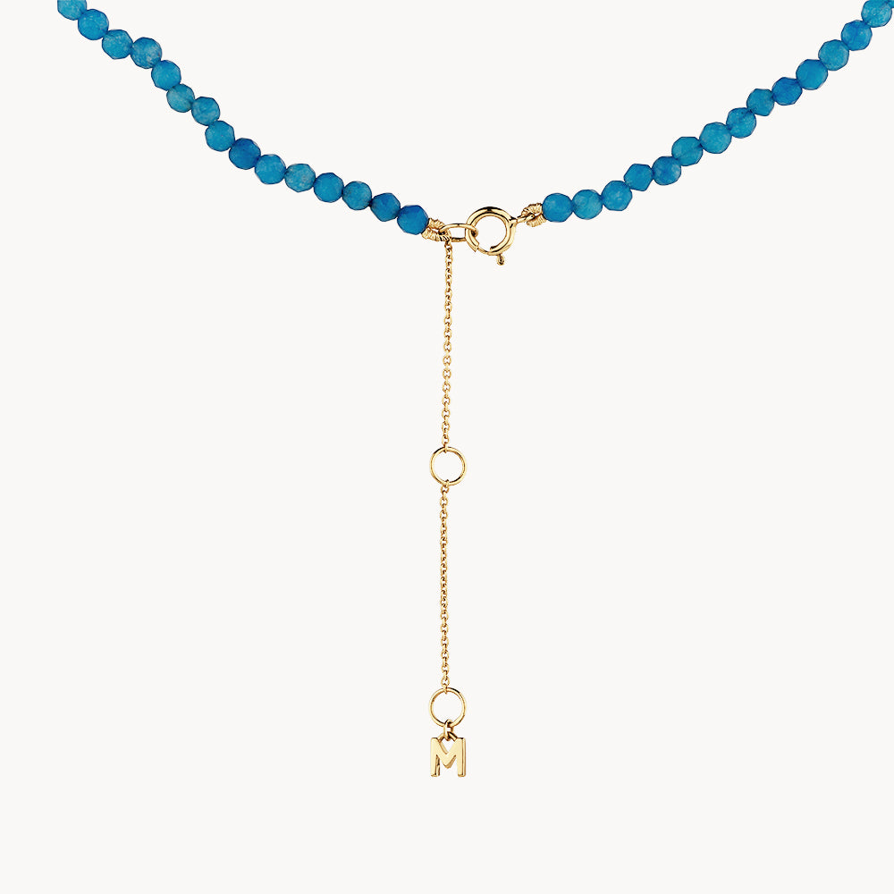 Micro Blue Agate Bead Necklace in Gold - Elegant Healing Crystal Jewelry for Women, Perfect for Meditation, Yoga & Spiritual Gifts