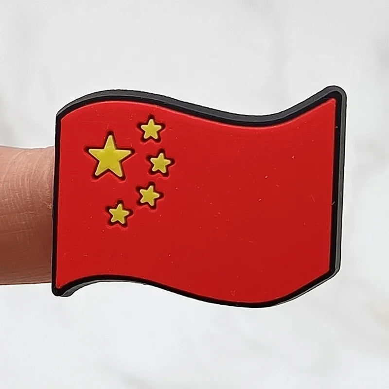 1Pcs Flag Icon PVC Shoe Charms - Decorative Sandals Accessories for Clogs & Buckle Shoes - Fun Kids Party Favors & Gift Ideas - Perfect for Beach Outfits, Summer Fashion & Costume Parties