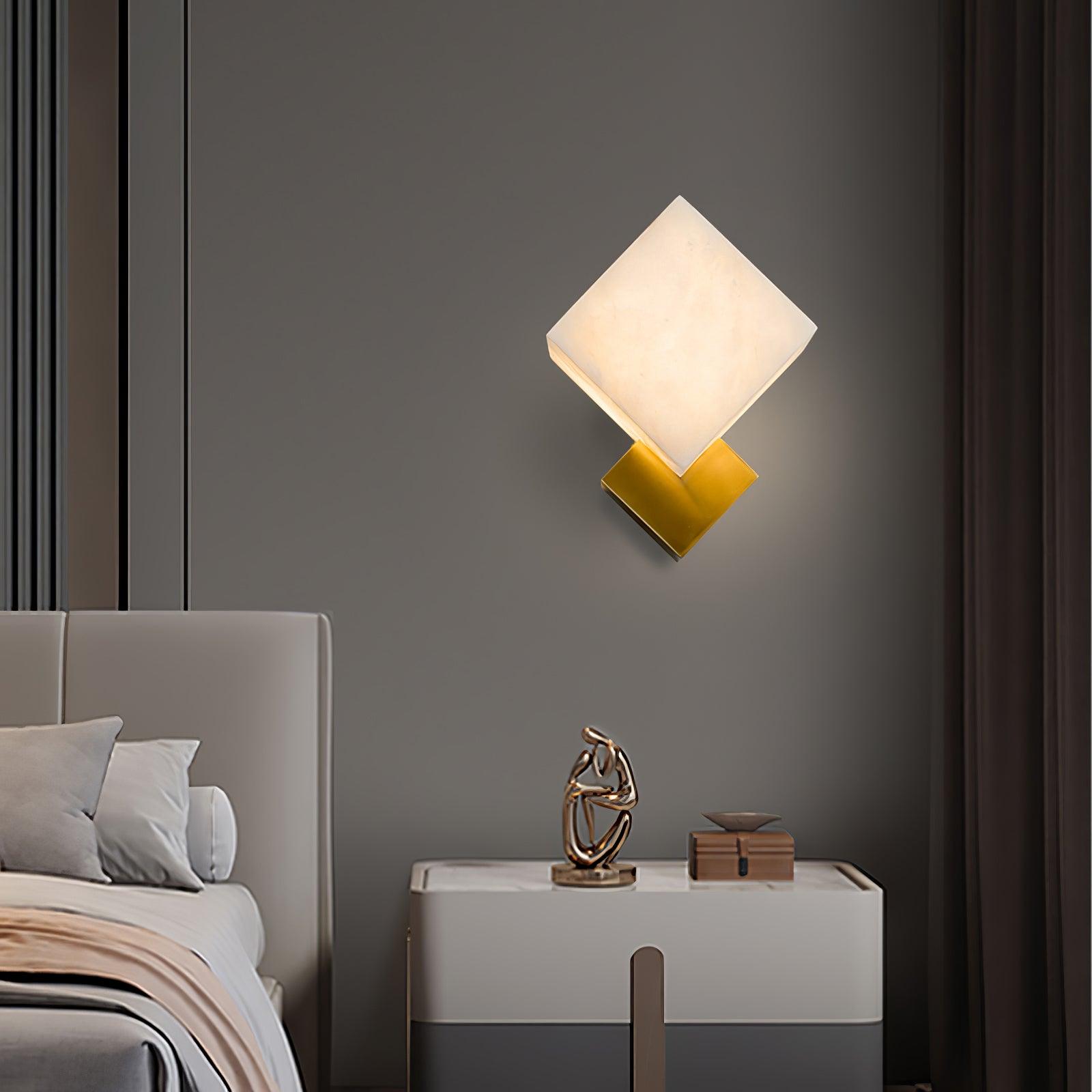 Elegant Block Alabaster Wall Sconce - Modern LED Wall Light Fixture for Bedroom, Living Room & Hallway Lighting