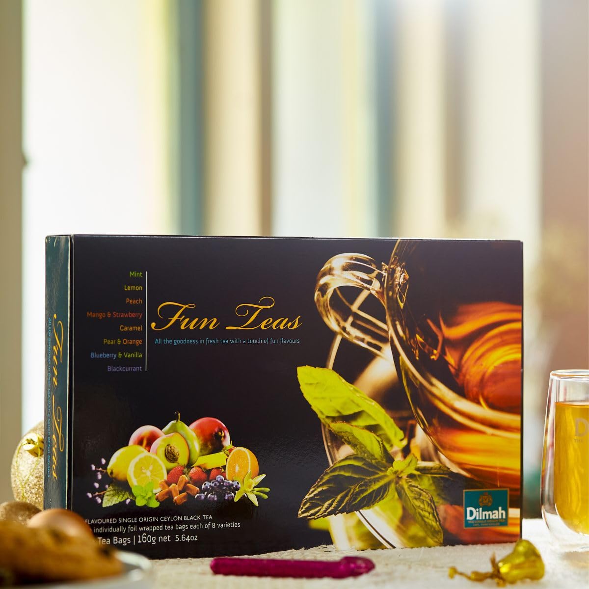 Dilmah Fun Tea Celebrations Gift Pack - 80 Individually Wrapped Fruit Flavored Ceylon Tea Bags | Premium Tea Gift Set for Holidays, Birthdays & Special Occasions | Perfect for Afternoon Tea, Gifting & Relaxation