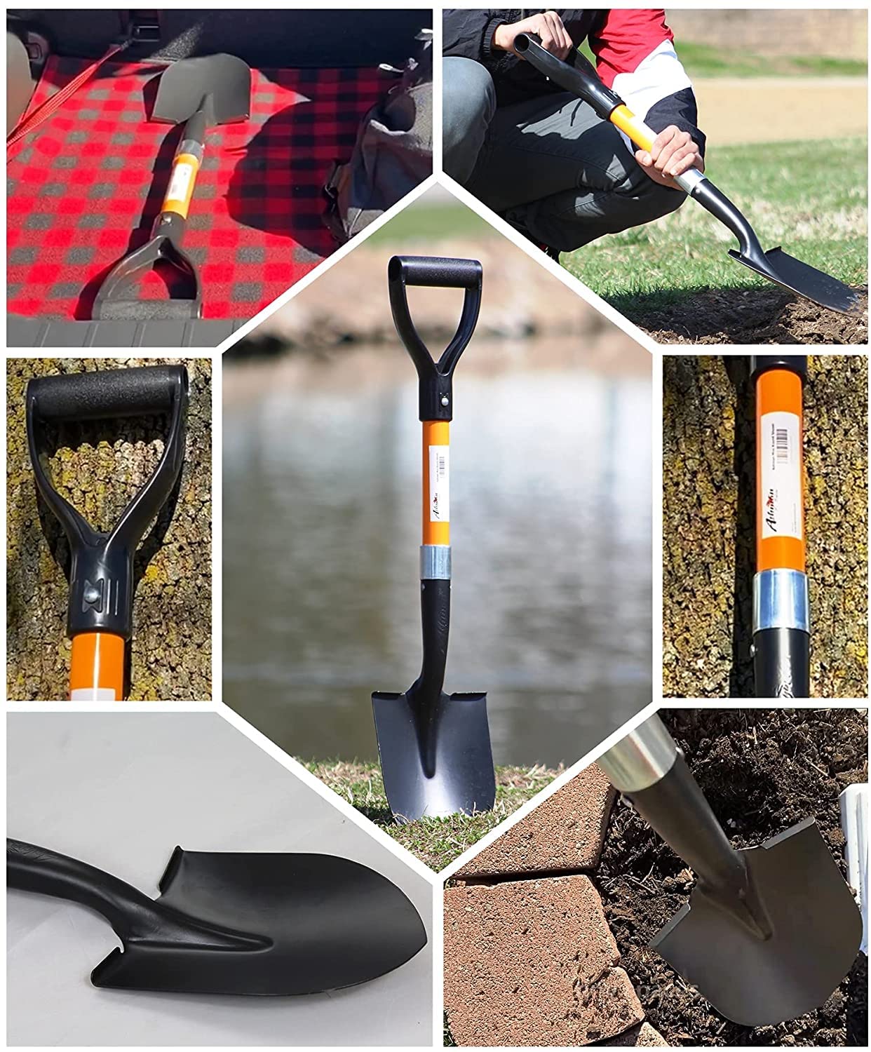 Ashman 6-Pack Short Handle Digging Shovel - 27-Inch Kids Beach & Garden Shovel with D-Handle & Sturdy Blade - Perfect for Sand Play, Snow Removal & Gardening Tools for Children