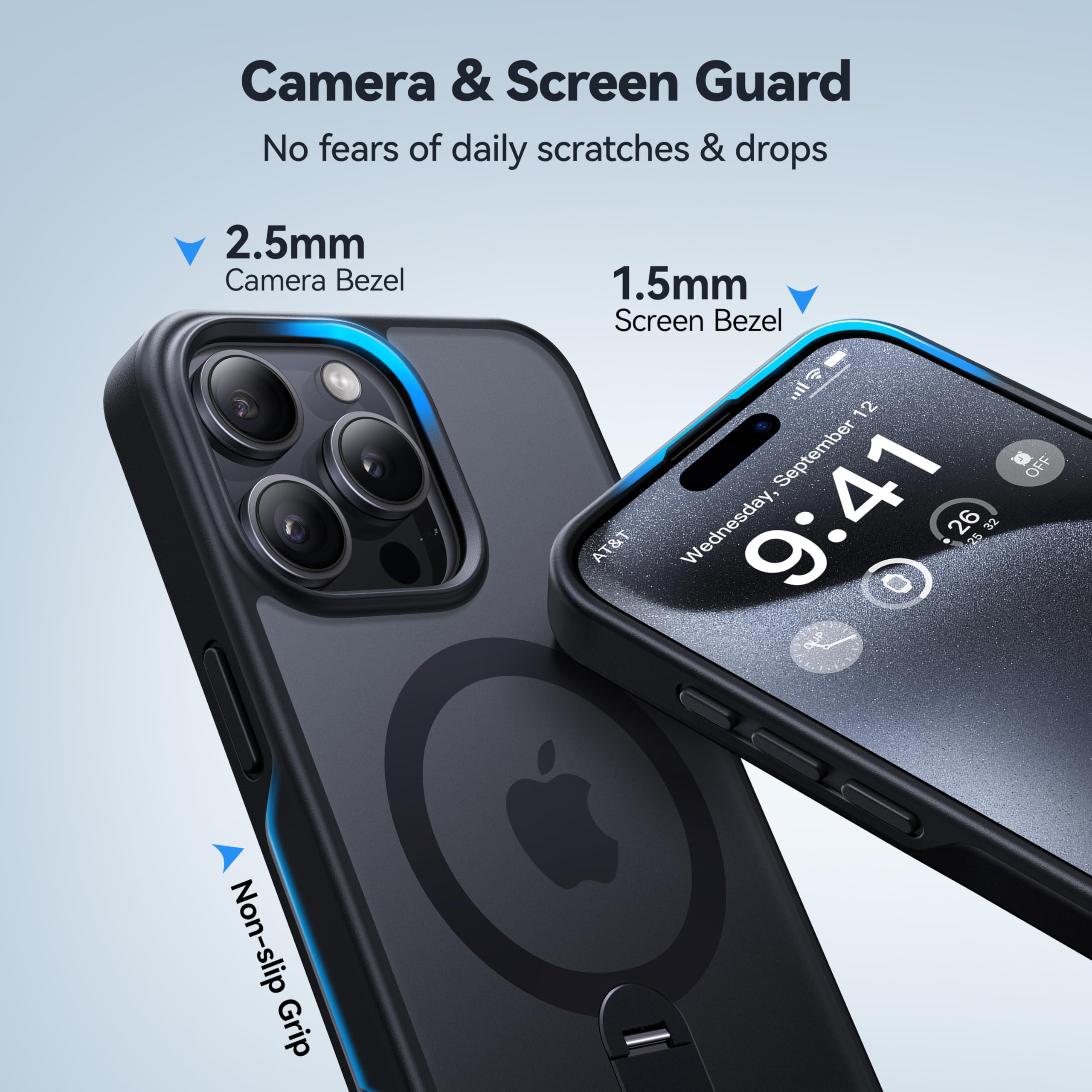 CASEKOO 360° Rotating Magnetic Stand Case for iPhone 15 Pro (6.1