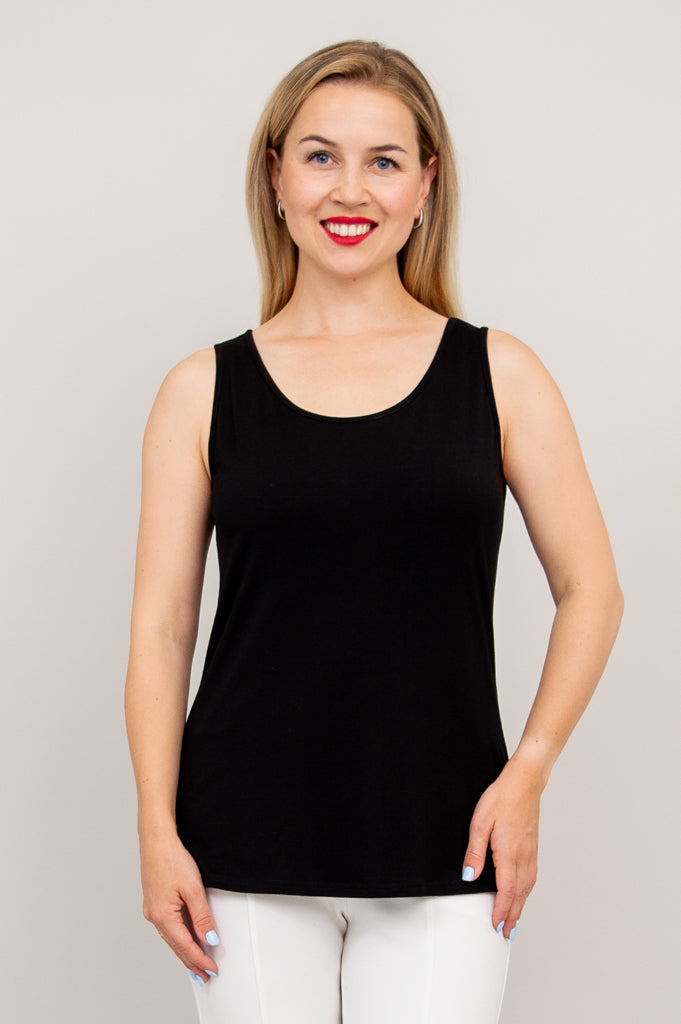 Avalon Black Bamboo Tank Top - Women's Casual Sleeveless Shirt for Summer, Yoga, and Outdoor Activities