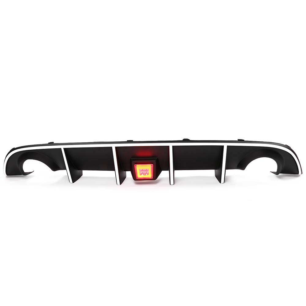 IKON MOTORSPORTS Rear Bumper Lip Diffuser with LED Brake Light & Reflective Tape - Compatible with 2015-2023 Dodge Charger SRT | Aggressive Style Upgrade for Street Racing & Car Shows
