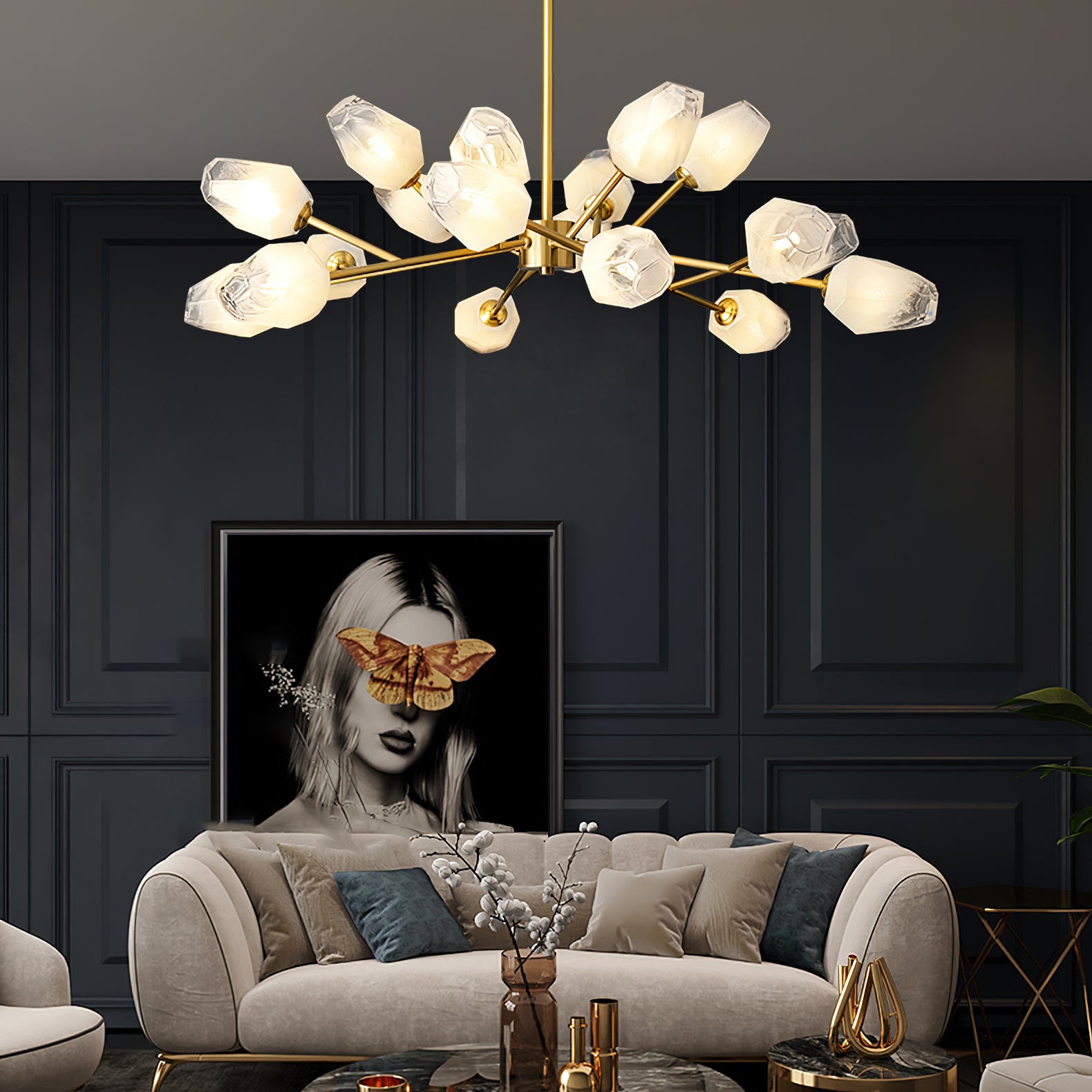 Elegant Glass Awl Chandelier - Modern Crystal Ceiling Light Fixture for Dining Room, Bedroom & Living Room Decor
