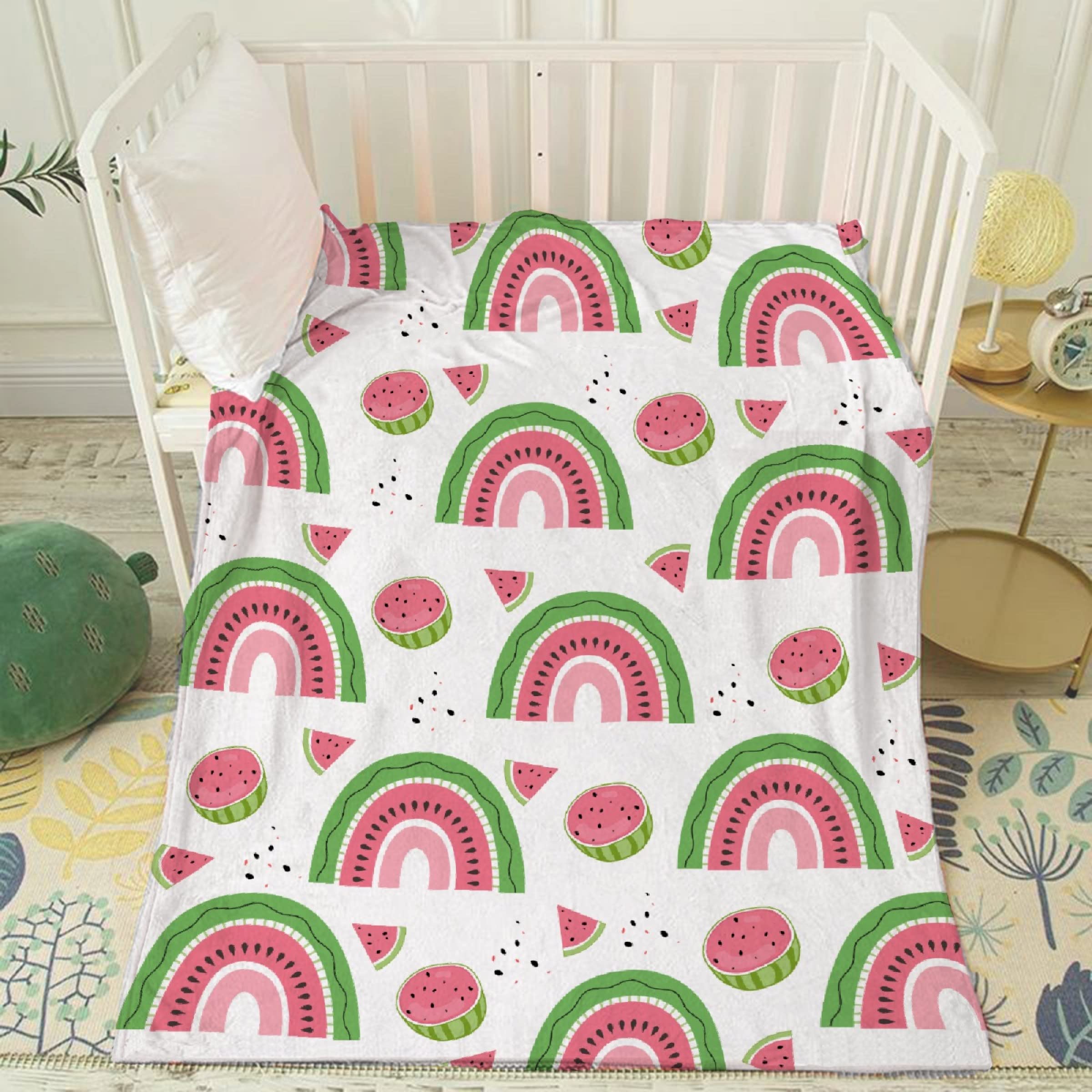 Thuswarm Watermelon Rainbow Flannel Throw Blanket - Ultra Soft & Cozy Extra Large 120