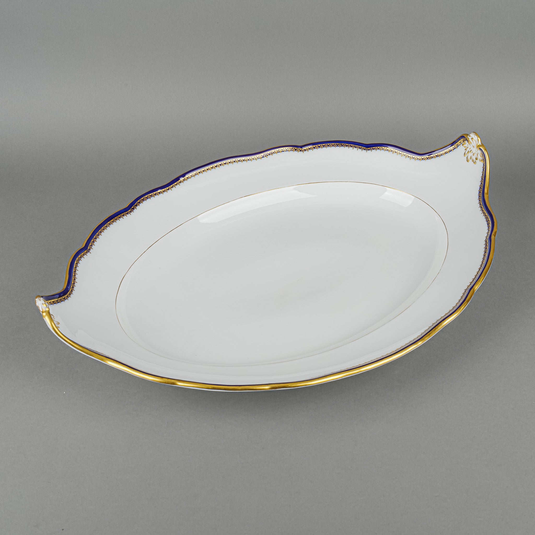 MEISSEN Cobalt & Gold Edge Oval Serving Platter With Handles - Elegant Dinnerware for Formal Dining & Special Occasions