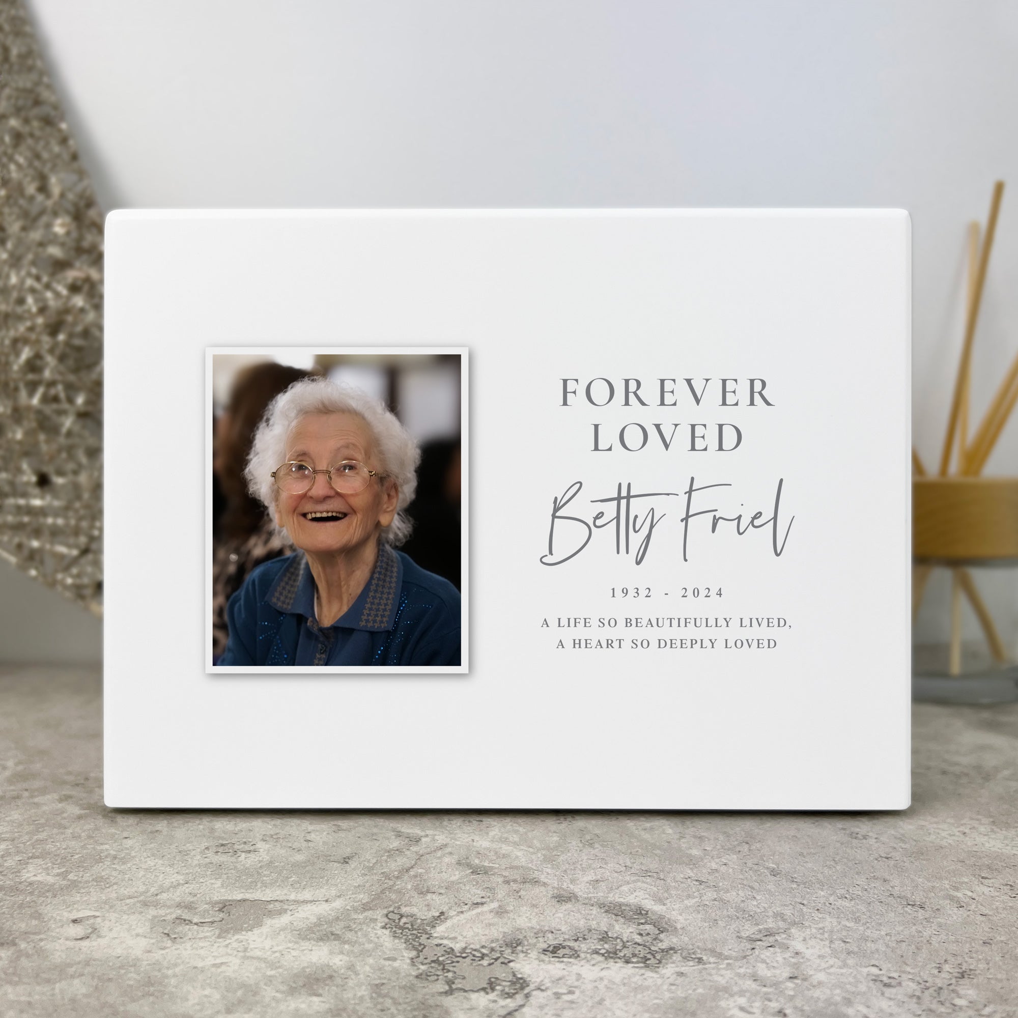 Personalized Forever Loved Photo Cremation Urn for Ashes | 1.09 Liters Capacity | Memorial Keepsake for Loved Ones | Perfect for Home Display or Memorial Services