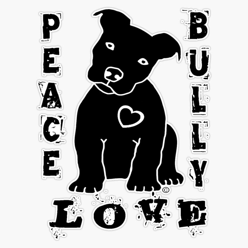 Pit Bull Sticker - Vinyl Waterproof Decal for Car, Laptop, Wall, Window & Bumper - 5 Inch - Peace Love Bully Design - Perfect for Dog Lovers & Pet Owners