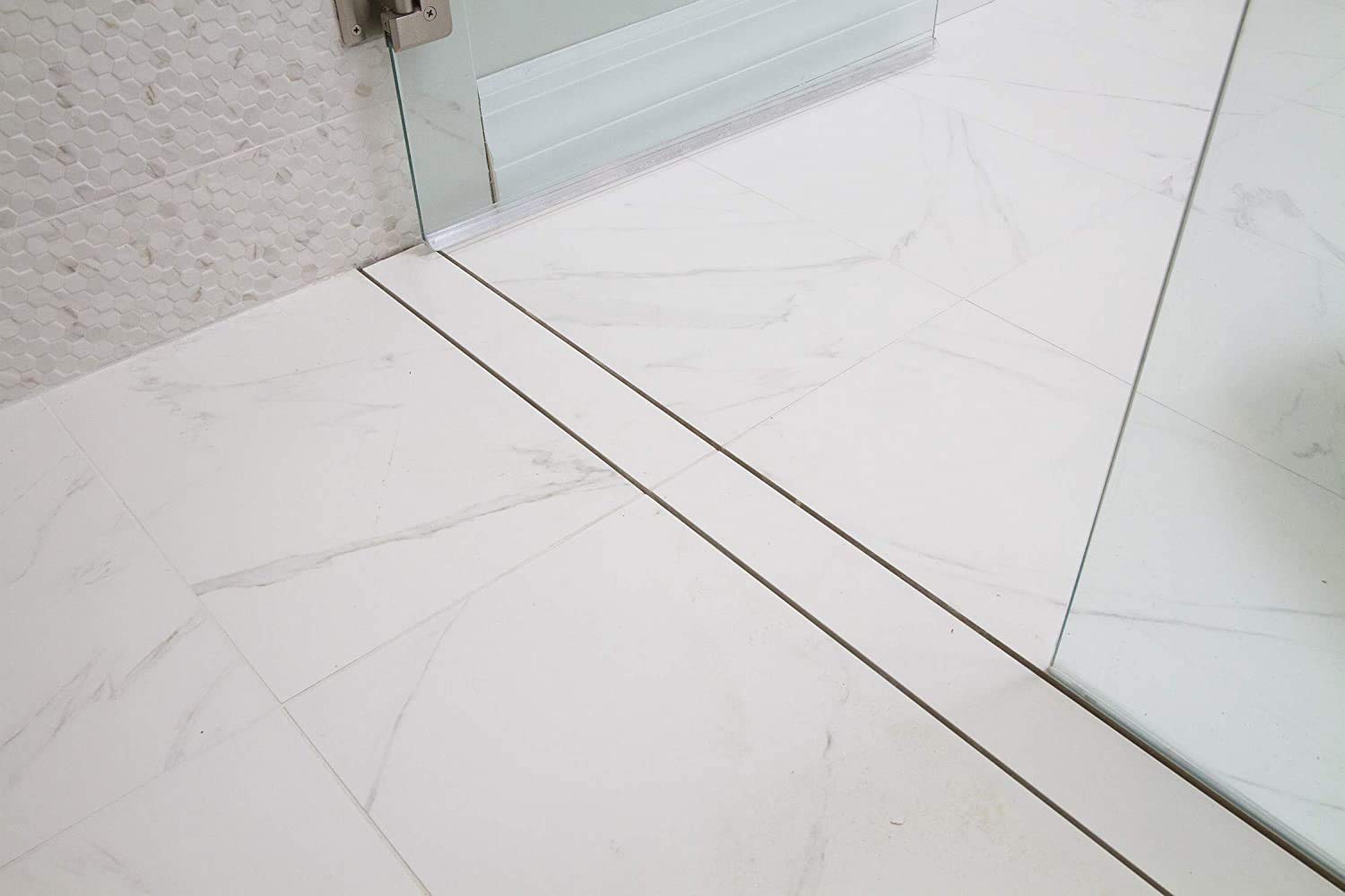 48 Inch Linear Shower Drain Kit with Tile-On Insert Top - Stainless Steel Waterproof Drainage System for Bathroom & Wet Room Installation (Perfect for Modern Walk-In Showers and Spa Bathrooms)