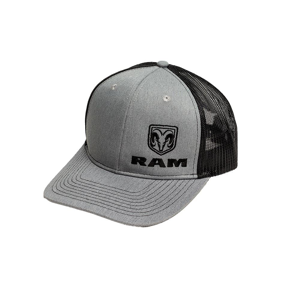 RAM Trucks Snapback Trucker Hat - Heather Grey/Black - Stylish & Durable Cap for Outdoor Adventures & Casual Wear