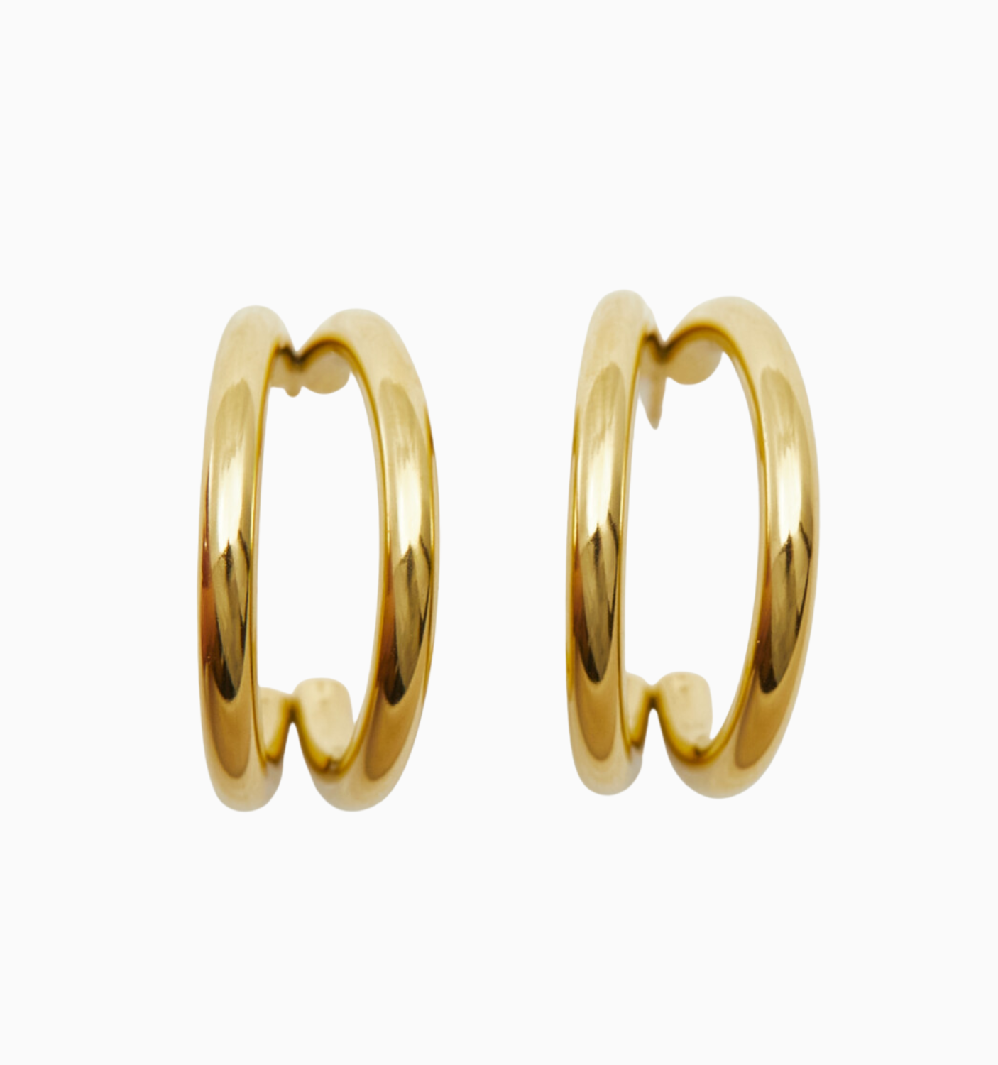Harper Double Hoop Earrings for Women - 14K Gold Plated Stainless Steel Dangle Earrings | Trendy Minimalist Jewelry for Everyday Wear, Date Night & Special Occasions