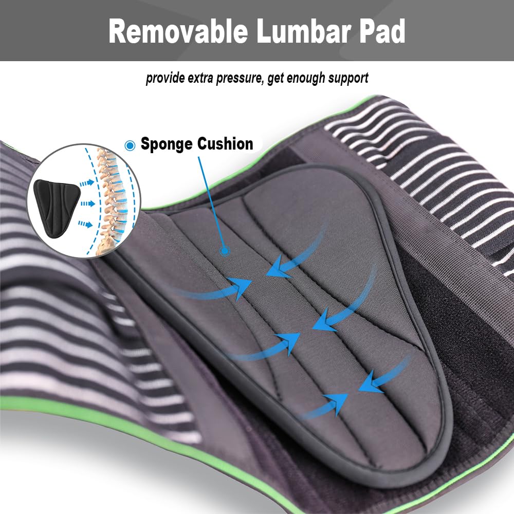 YAHA Adjustable Back Brace for Lower Back Pain Relief - Lumbar Support Belt with 7 Stays & Breathable Pad for Herniated Disc, Sciatica - Ideal for Heavy Lifting, Office Work & Post-Surgery Recovery - Men & Women (Size L)