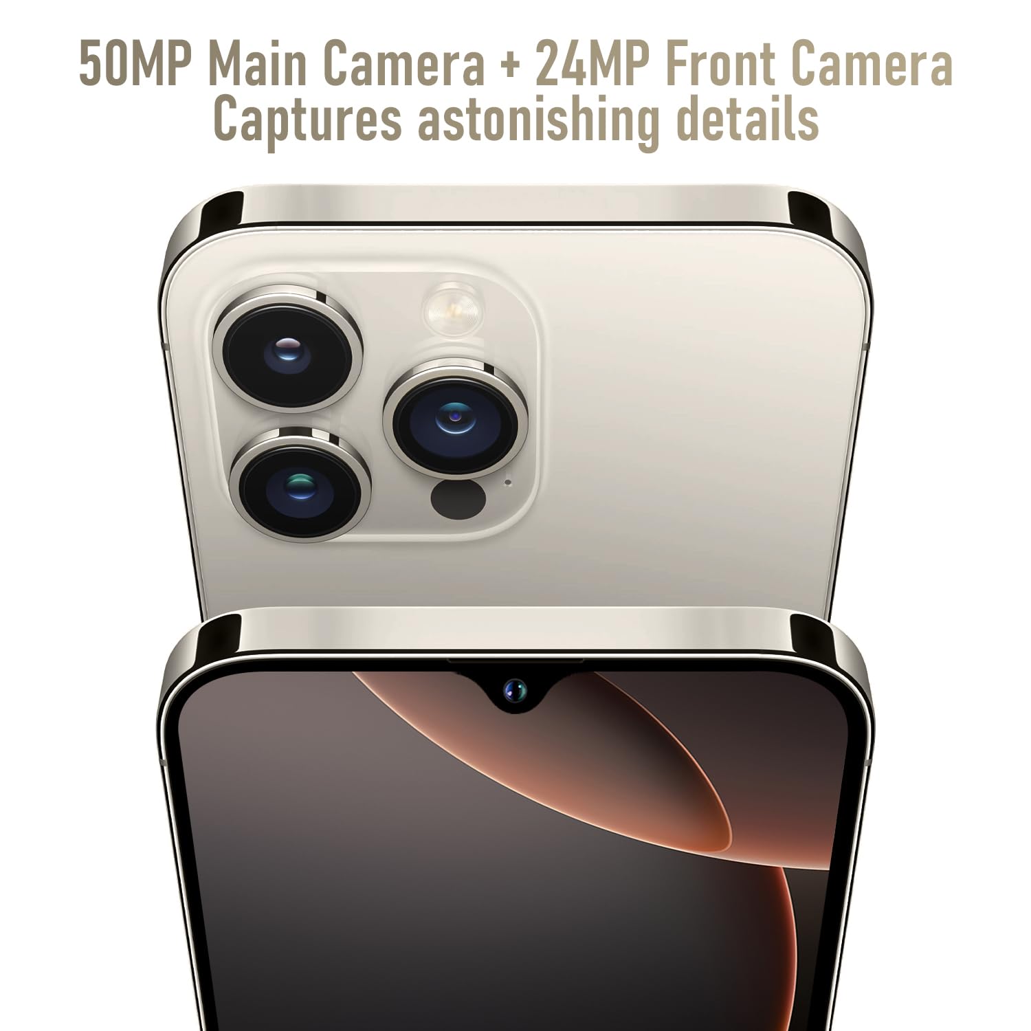 Unlocked A14 Pro Max Android Smartphone - 6GB RAM 256GB Storage, 24MP+50MP Dual Camera, 5000mAh Battery, 6.8