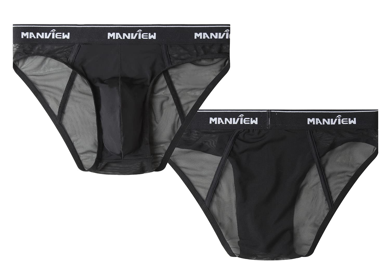 Breathable Transparent Mesh Men's Briefs Underwear - XX-Large Black - Comfortable for Daily Wear, Gym & Sports