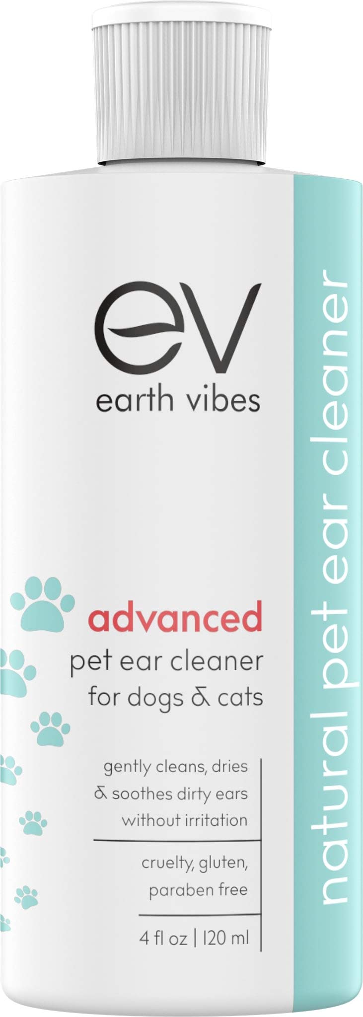 Earth Vibes Natural Dog & Cat Ear Cleaner - Advanced Pet Ear Care Solution for Itching, Head Shaking, Discharge & Odor - Made in USA - Gentle Cleaning for Healthy Ears at Home or Grooming Salon
