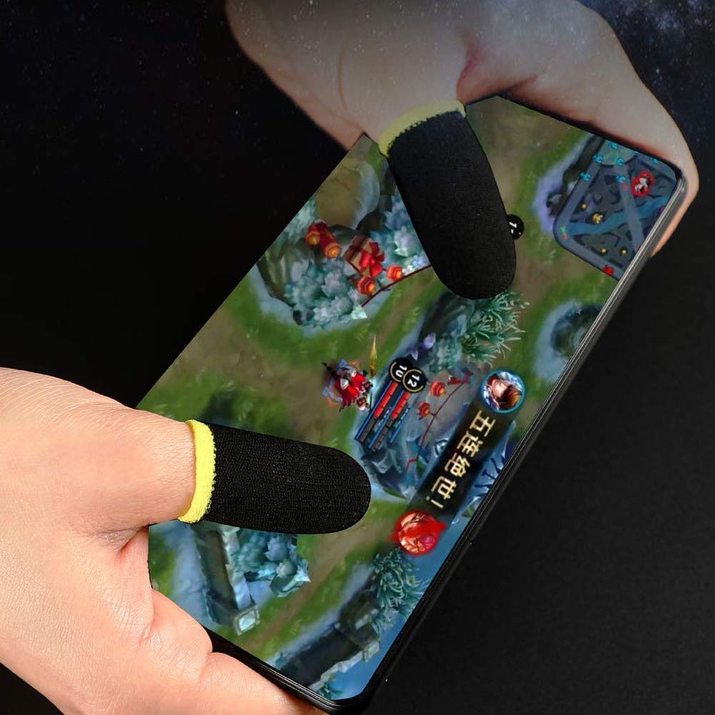10 Pack Anti-Sweat Gaming Finger Sleeves - Breathable Magnetic Touch Screen Thumb Gloves for Mobile Games (Black) | Perfect for PUBG, Call of Duty & Fortnite Players