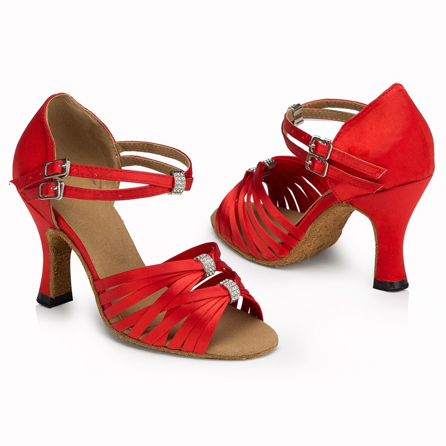 Minishion Women's Satin Latin Ballroom Dance Shoes - Comfortable Wedding & Evening Party Sandals for Professional Dancers & Brides | Perfect for Salsa, Tango, and Formal Events