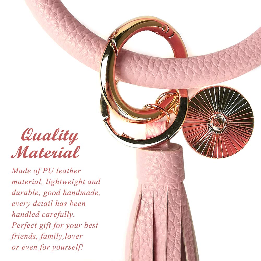 3pcs Stylish Wristlet Keychain Bracelet Set - Fashionable Round Keyring with Tassel for Women & Girls | Never Lose Your Keys Again | Perfect for Daily Use, Travel, and Gift Giving