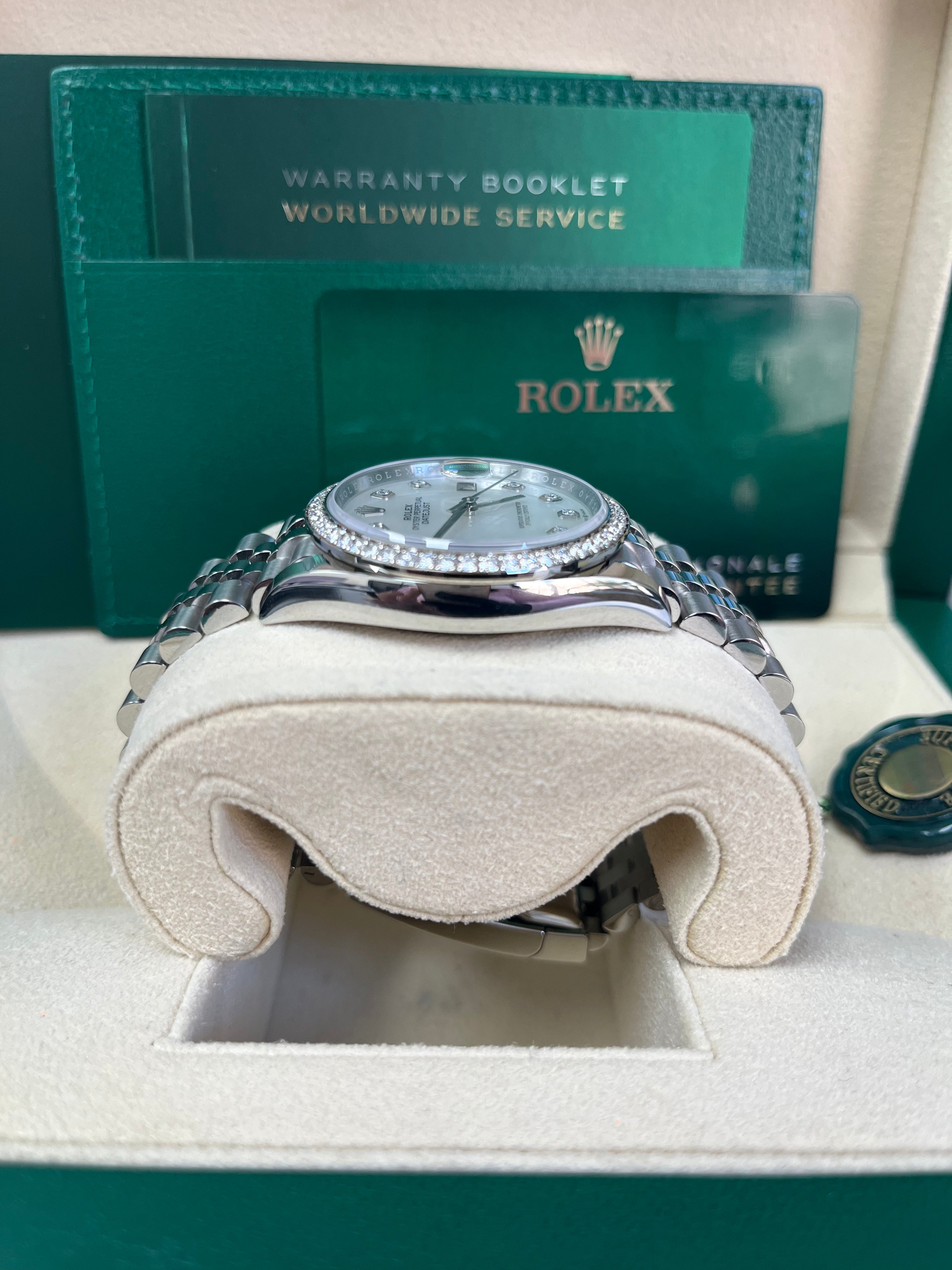 Rolex Datejust 36mm Watch - Mother of Pearl Diamond Dial & Bezel, Stainless Steel Jubilee Bracelet (Ref#126284RBR) | Luxury Men's & Women's Timepiece for Business, Gifts & Special Occasions