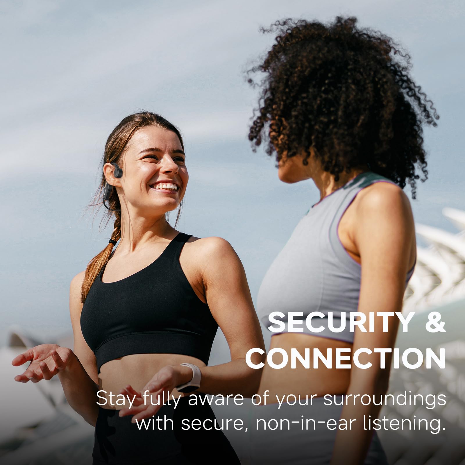 Bluetooth 5.3 Bone Conduction Headphones - Open Ear Wireless Headphones with Mic, 8H Playtime, IP56 Sweatproof for Running, Cycling, Workout & Outdoor Sports (Black) - Perfect for Gym, Hiking & Active Lifestyle