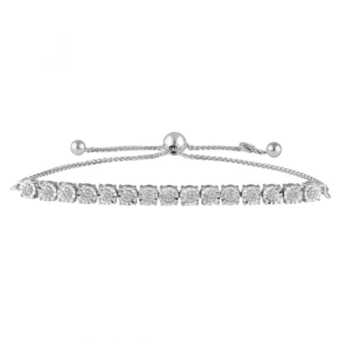 1/10 Carat Diamond Sterling Silver Slider Tennis Bracelet - Elegant Jewelry for Women, Perfect for Weddings, Parties & Everyday Wear