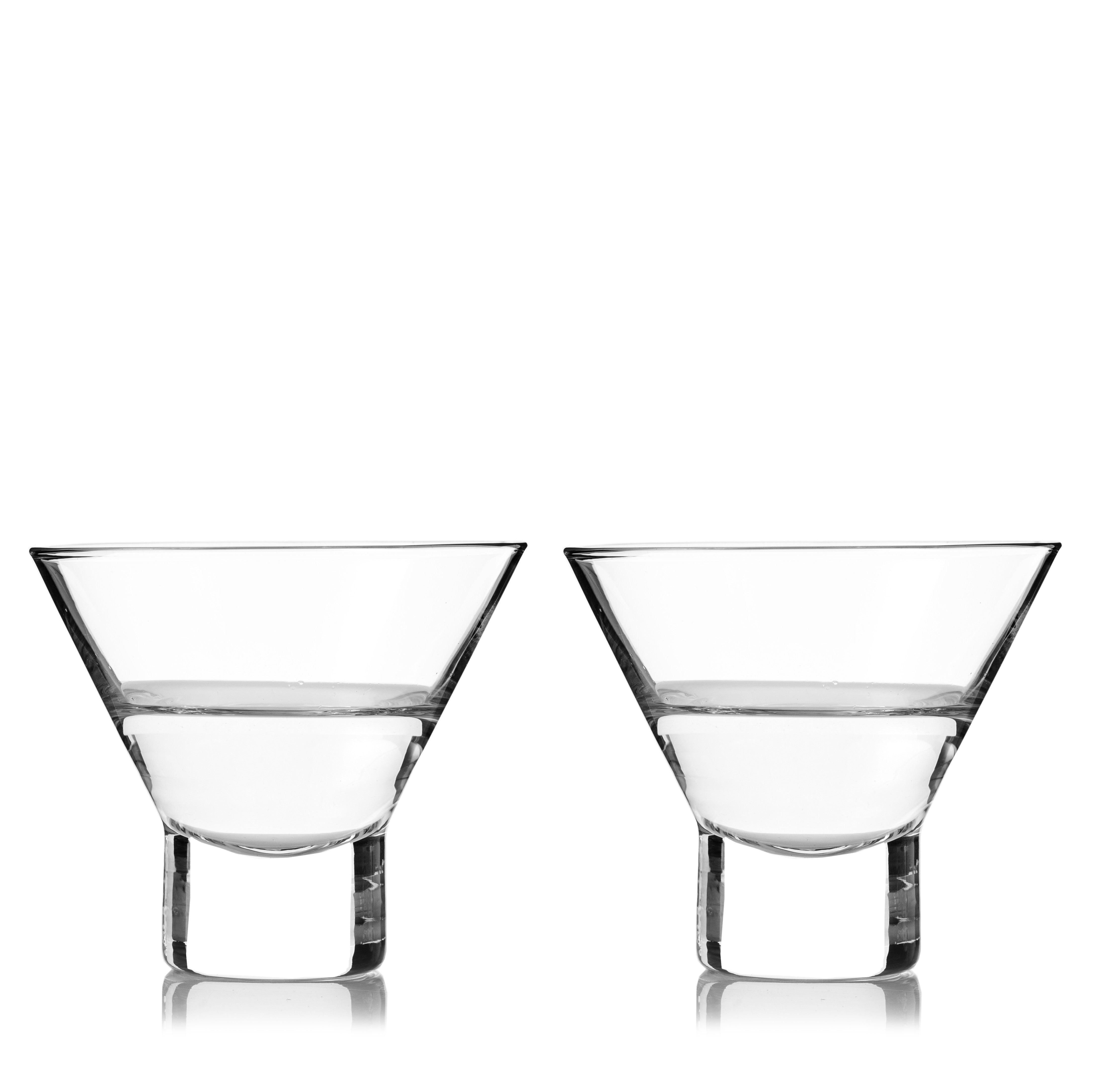 Premium Raye Heavy Base Crystal Stemless Martini Glasses - Set of 2 Elegant Modern Cocktail Glasses for Martini, Margarita, Whiskey & Wine - Perfect for Home Bar, Parties & Gifts