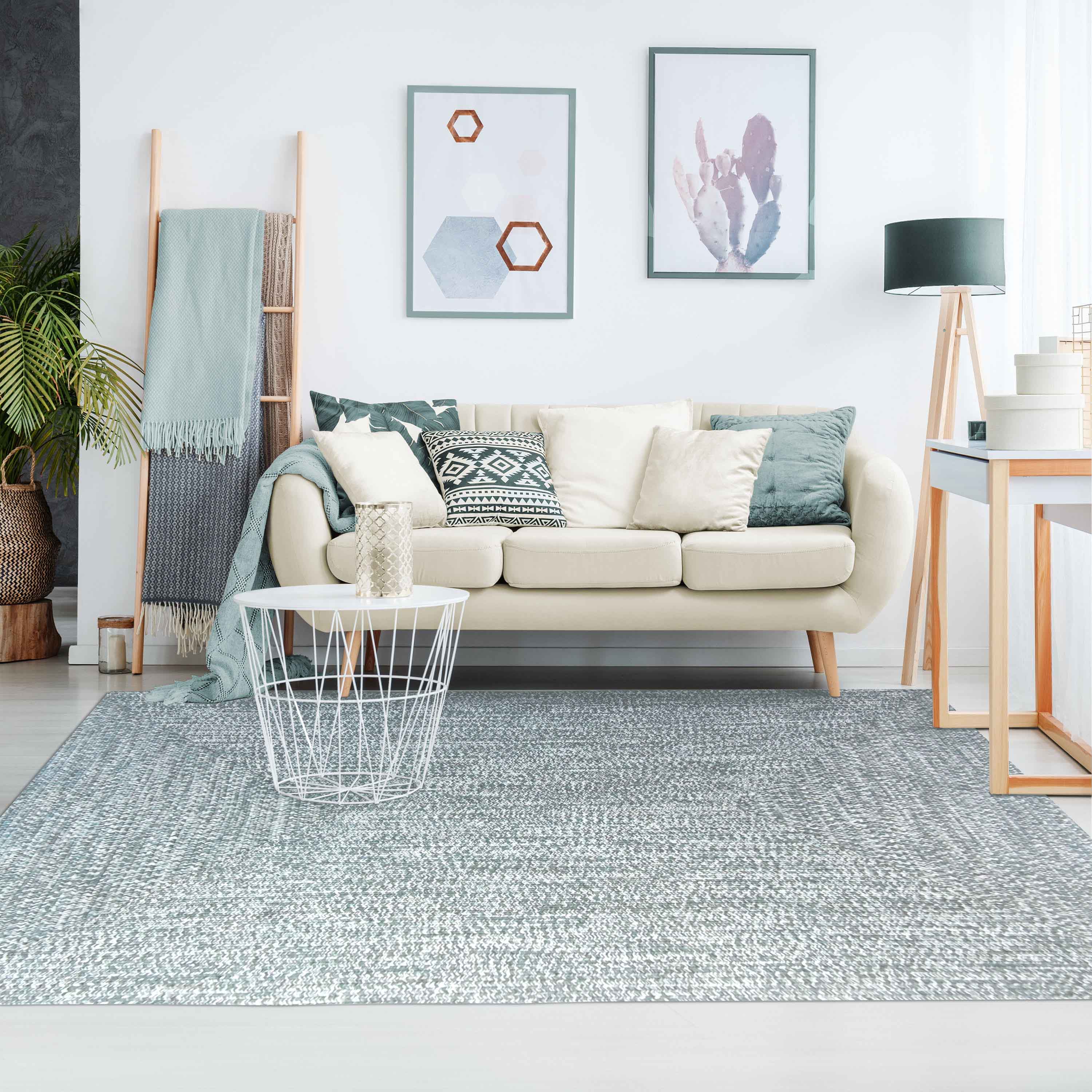 Two-Toned Braided Bohemian Area Rug - Indoor/Outdoor Use for Living Room, Patio & Bedroom Decor