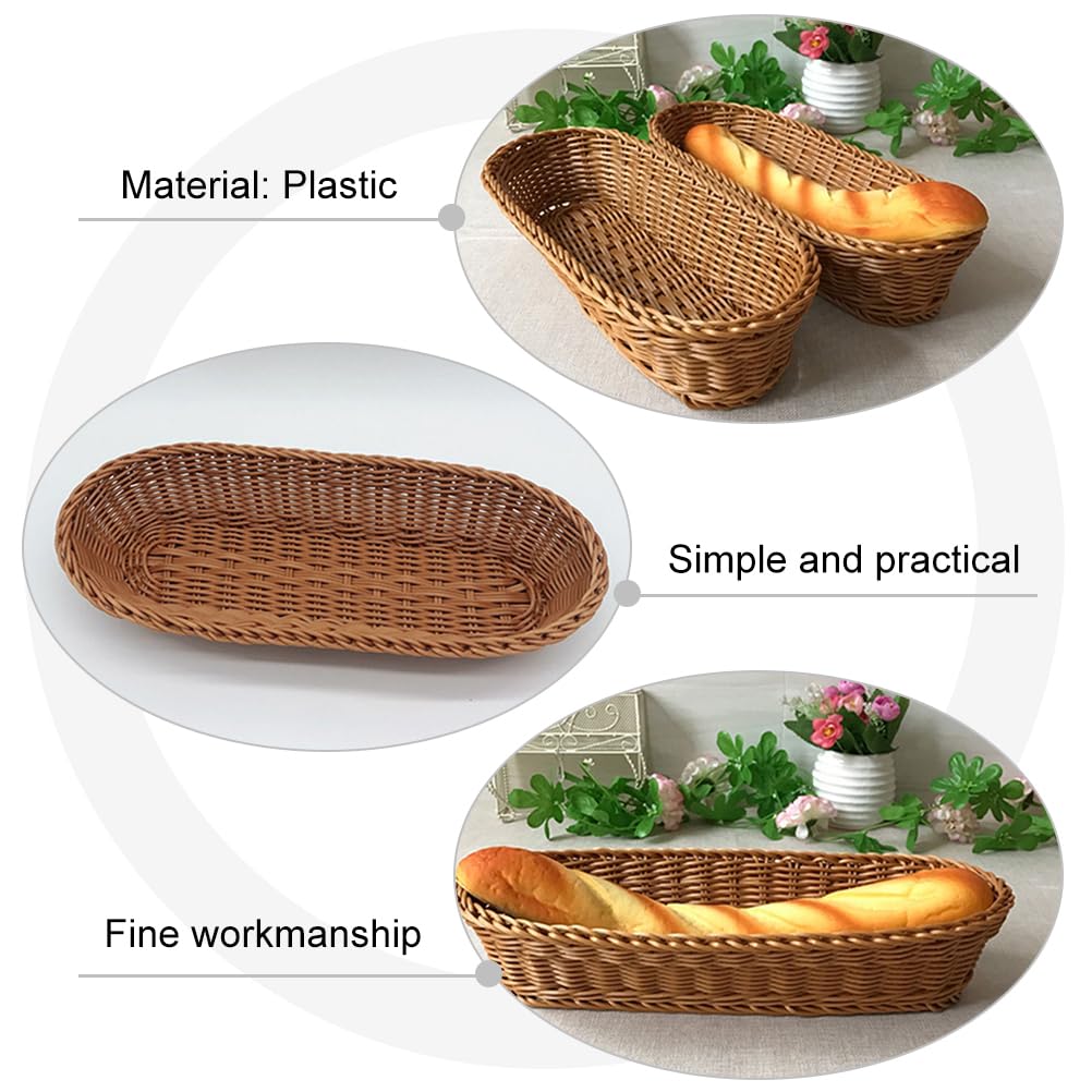 UPKOCH 2-Pack Plastic Bread Baskets - Durable Wicker-Style Serving Trays for Bread, Fruits, Vegetables - Kitchen Organizer, Picnic Basket, Table Display - Perfect for Home, Restaurants & Outdoor Dining