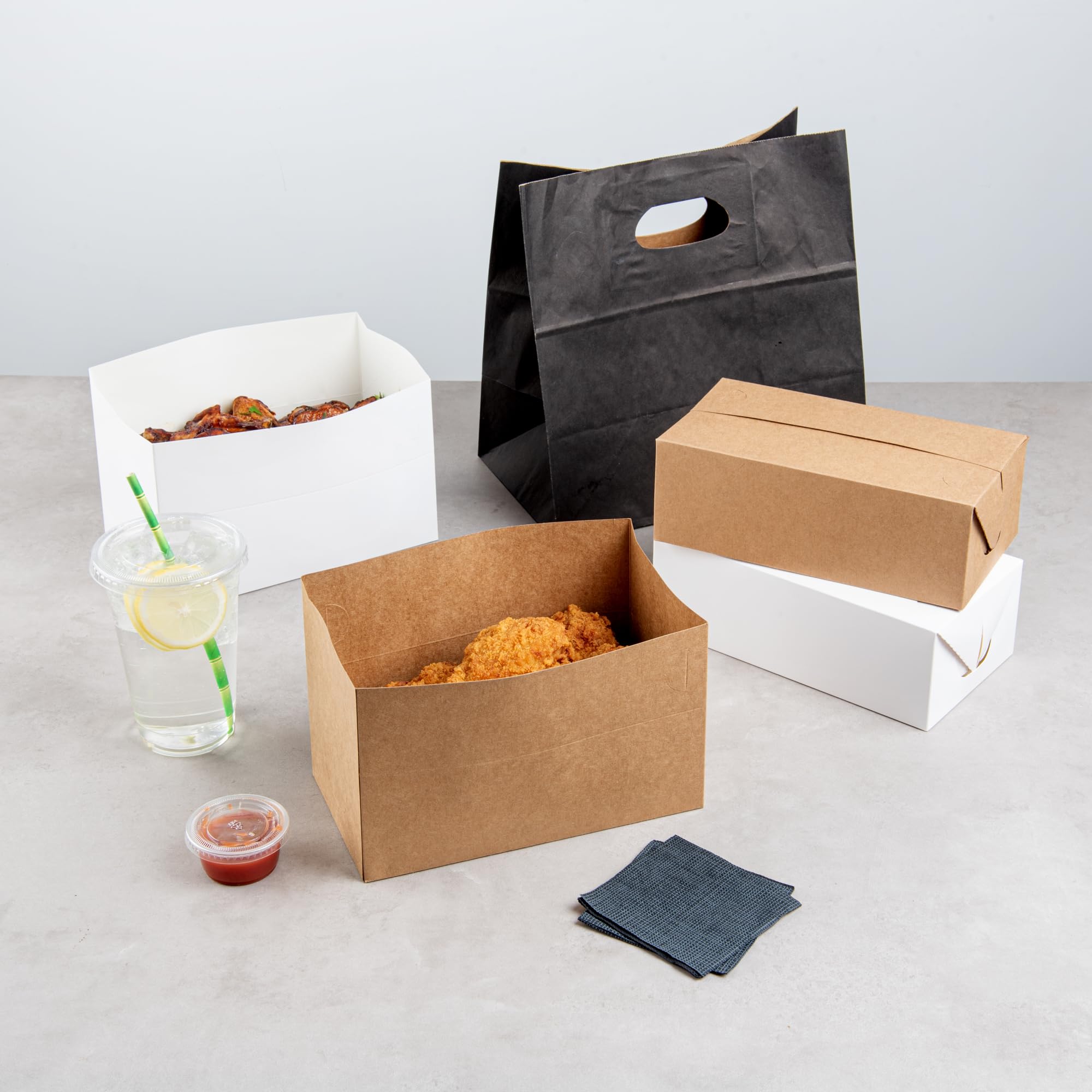 Restaurantware Bio Tek 71oz Eco-Friendly Takeout Containers - 100 Pack Rectangle Disposable Kraft Paper Food Boxes | Leak-Proof Fast Closure | Grease Resistant | Perfect for Burgers, Fried Chicken & Restaurant To-Go Meals
