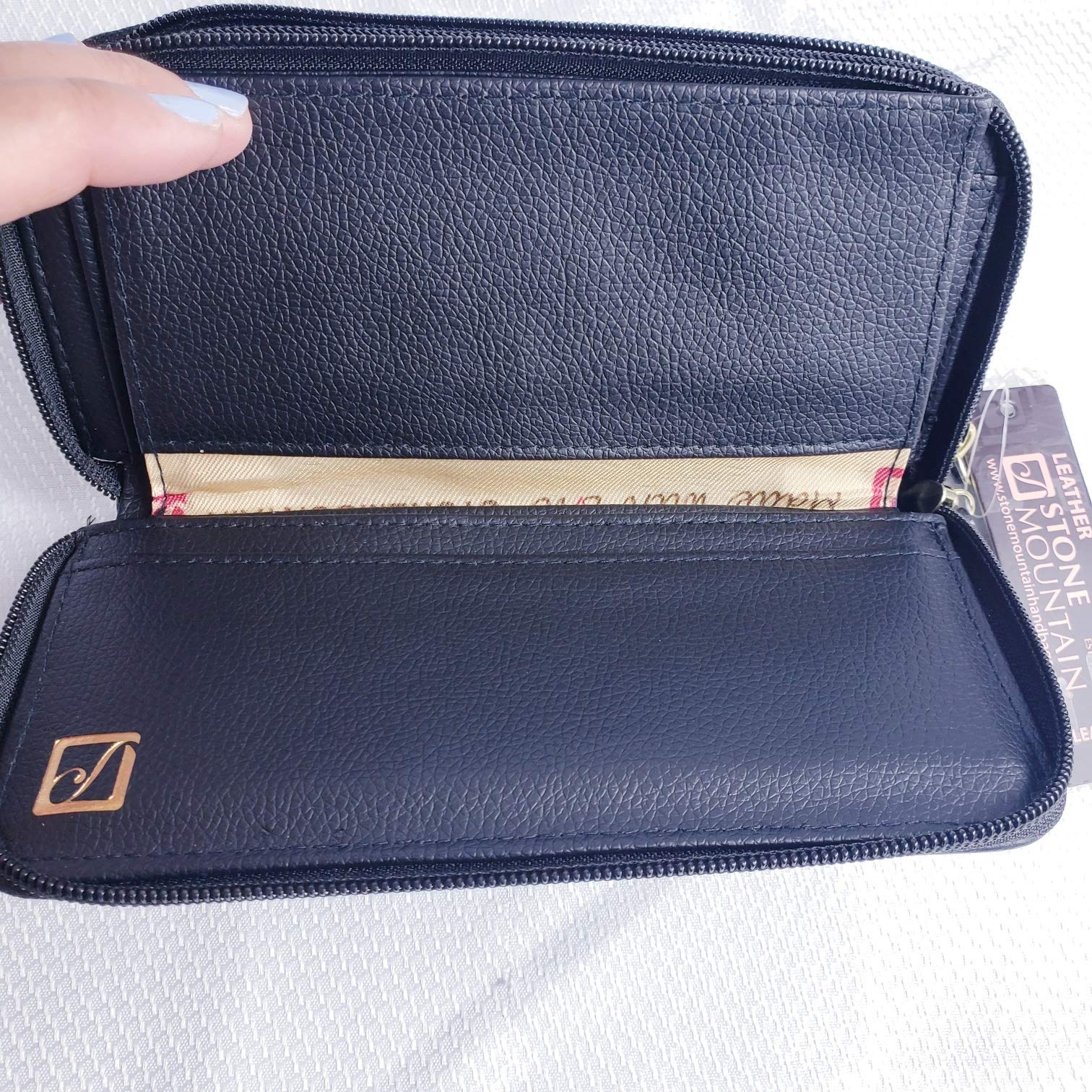 Black Embossed Paisley Wristlet Wallet & Checkbook Insert - Slim Leather Organizer for Women | Perfect for Everyday Use, Travel, and Business