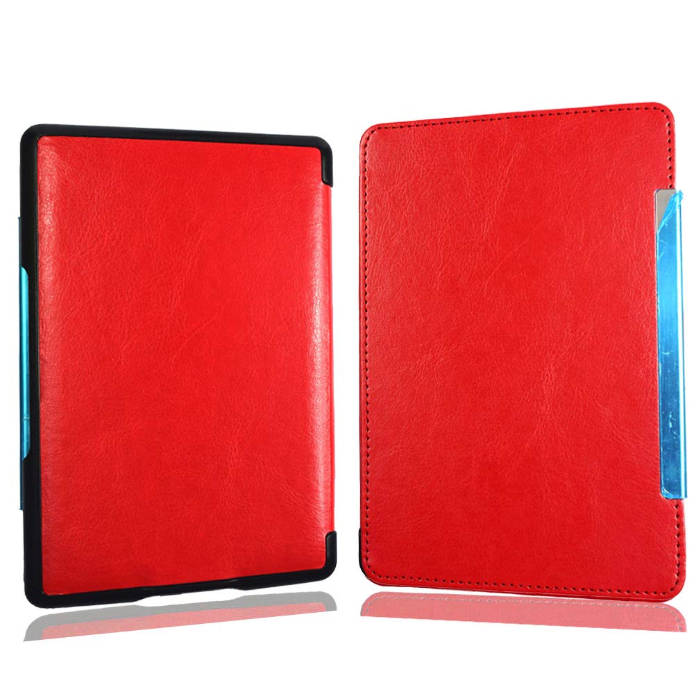 Premium Synthetic Leather Folio Cover for Kindle Basic 4 & Kindle 5 (Model D01100) - Protective Case with Auto Sleep/Wake - Perfect for Reading, Travel & Daily Use (Red)