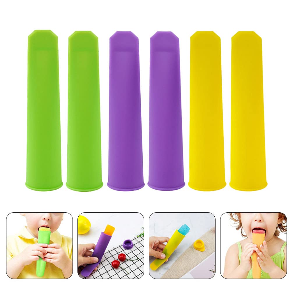 6pcs Silicone Popsicle Molds with Plastic Tray - DIY Ice Cream & Ice Pop Maker for Kids & Adults - Perfect for Summer Treats, Birthday Parties & Family Fun