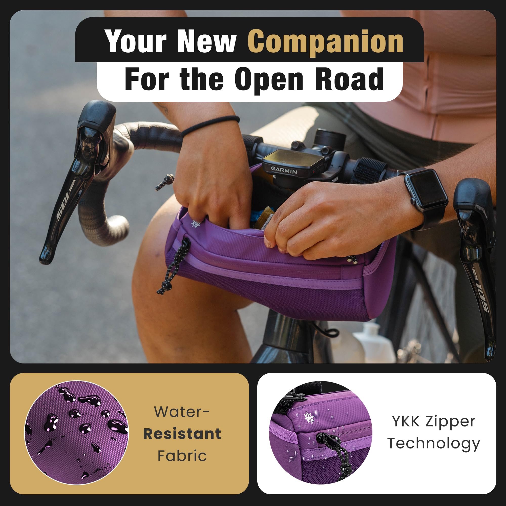 Lumiere & Co. Waterproof Bike Handlebar Bag - Front Bicycle Storage Pouch for Mountain & Road Bikes - Compact Cycling Accessory for Phone, Keys & Essentials - Perfect for Commuting, Touring & Outdoor Adventures
