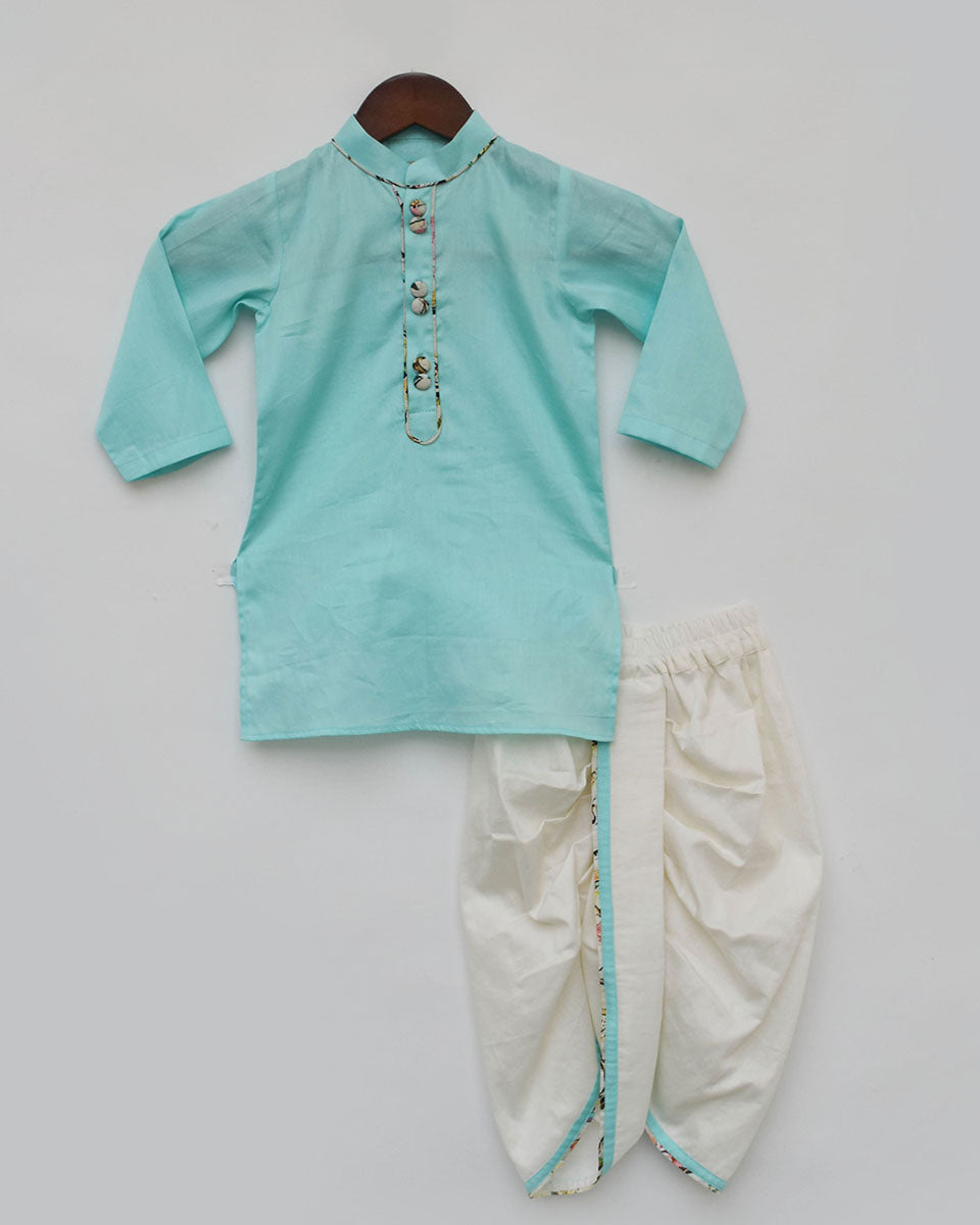 Pre Order: Stylish Blue Kurta with Dhoti Set for Men - Traditional Indian Ethnic Wear for Weddings, Festivals & Cultural Events