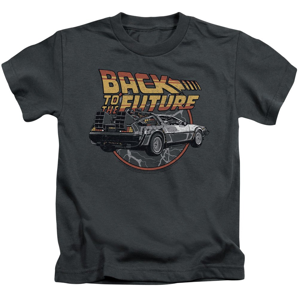 Back to the Future Time Machine Graphic T-Shirt for Boys - Charcoal Grey | Cool Movie-Themed Outfit for School, Parties & Fan Events
