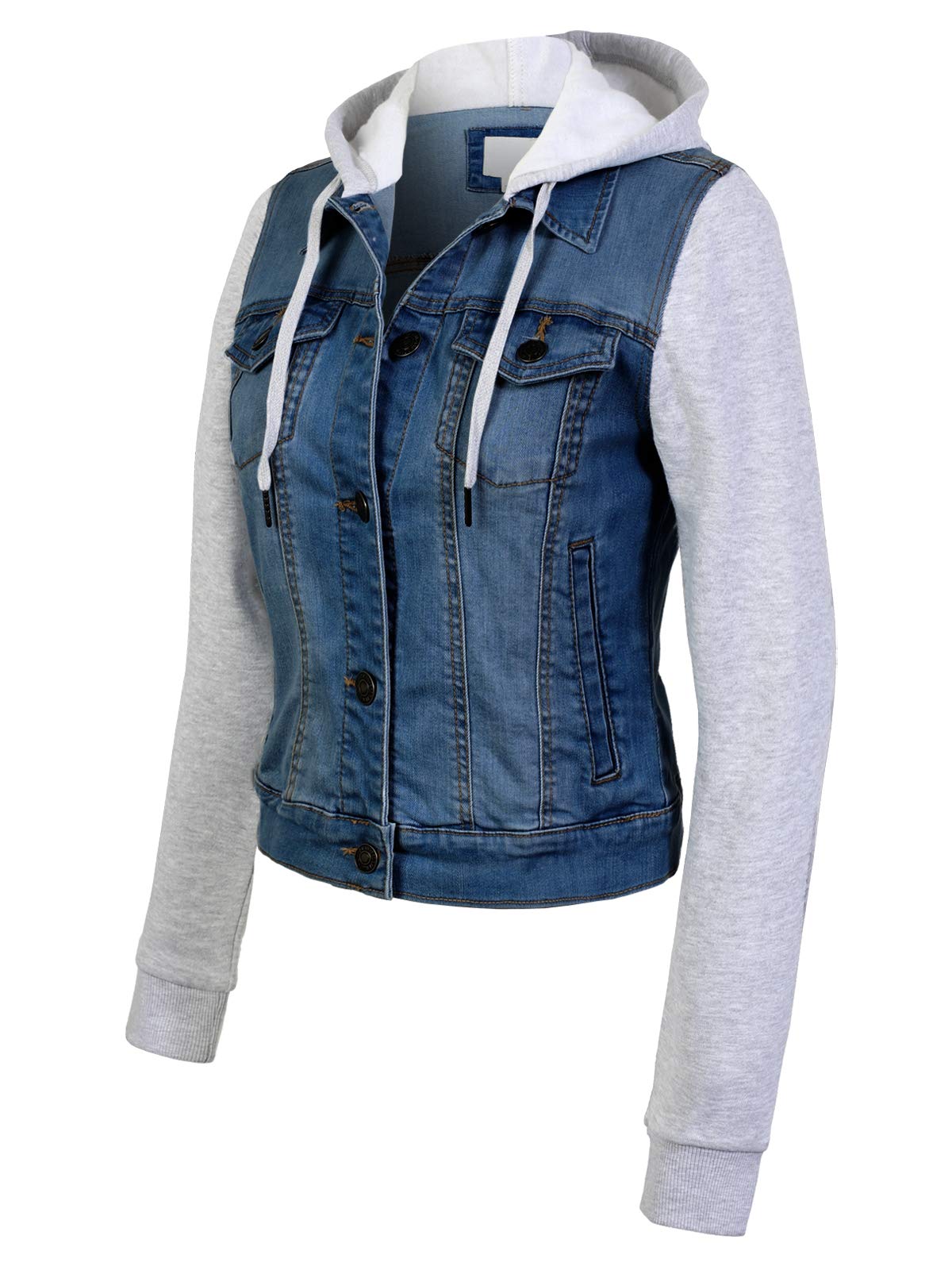 Olivia Women's Classic Casual Hooded Denim Jacket - Stylish Lightweight Denim Coat for Everyday Wear | Perfect for Spring Outfits, Weekend Errands & Coffee Dates