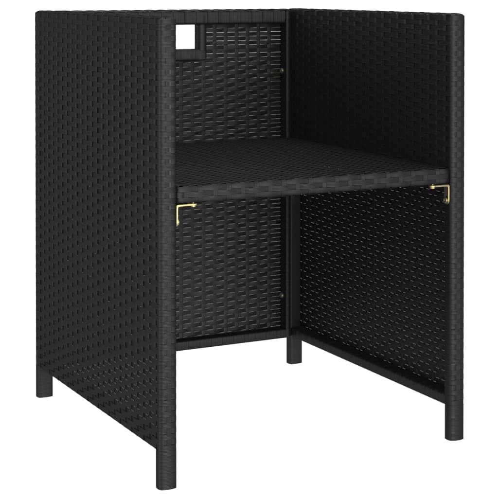 vidaXL 6-Piece Patio Dining Set with Wood Tabletop & Rattan Chairs with Cushions - Black Outdoor Furniture for Garden, Backyard, and Poolside Dining