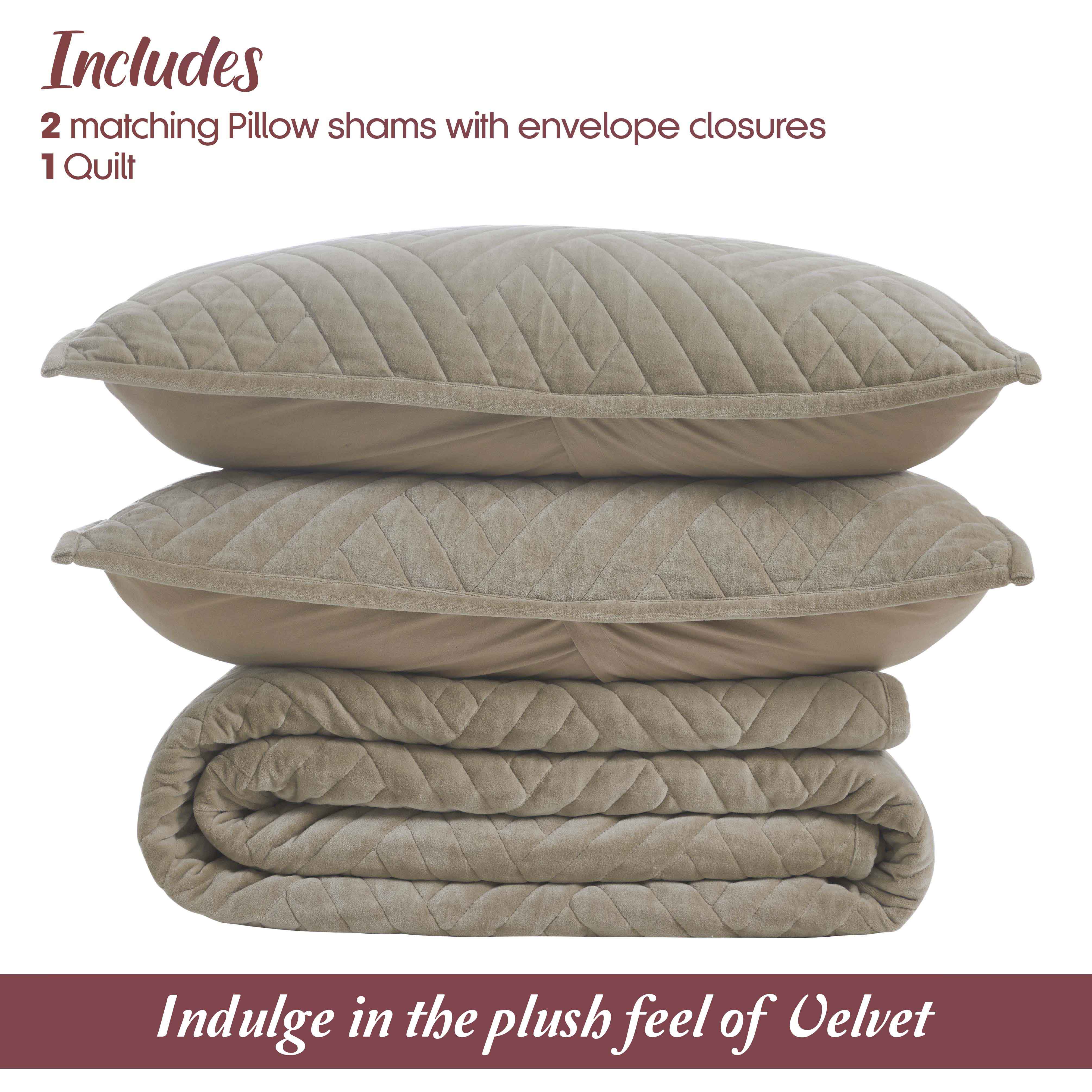 Karina Cotton Velvet Lightweight Quilt & Sham Set - Ultra Soft Bedding for All Seasons | Perfect for Master Bedroom, Guest Room & Cozy Nights