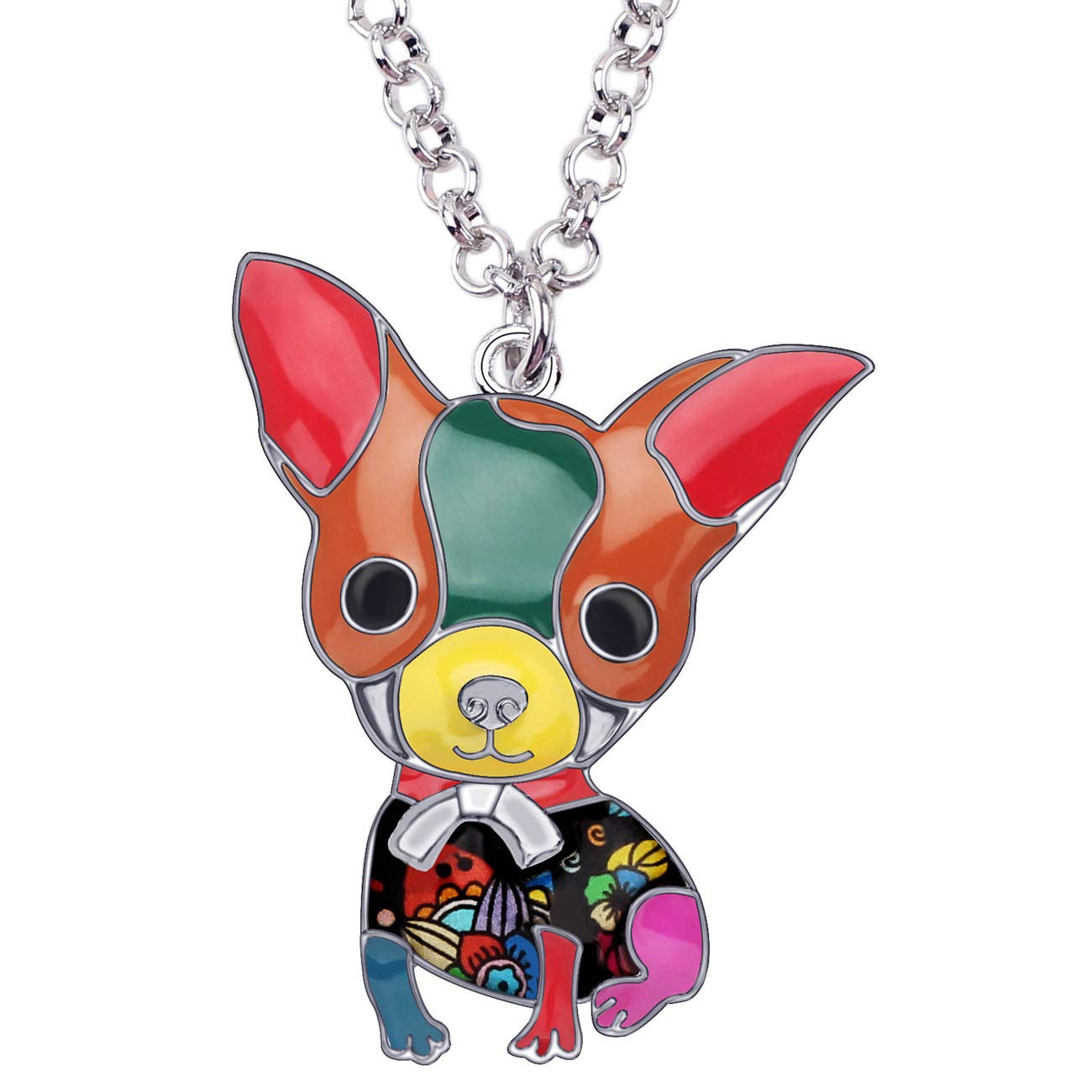 BONSNY Chihuahua Necklace - Enamel Dog Pendant Jewelry Gift for Women | Pet Lover Accessory