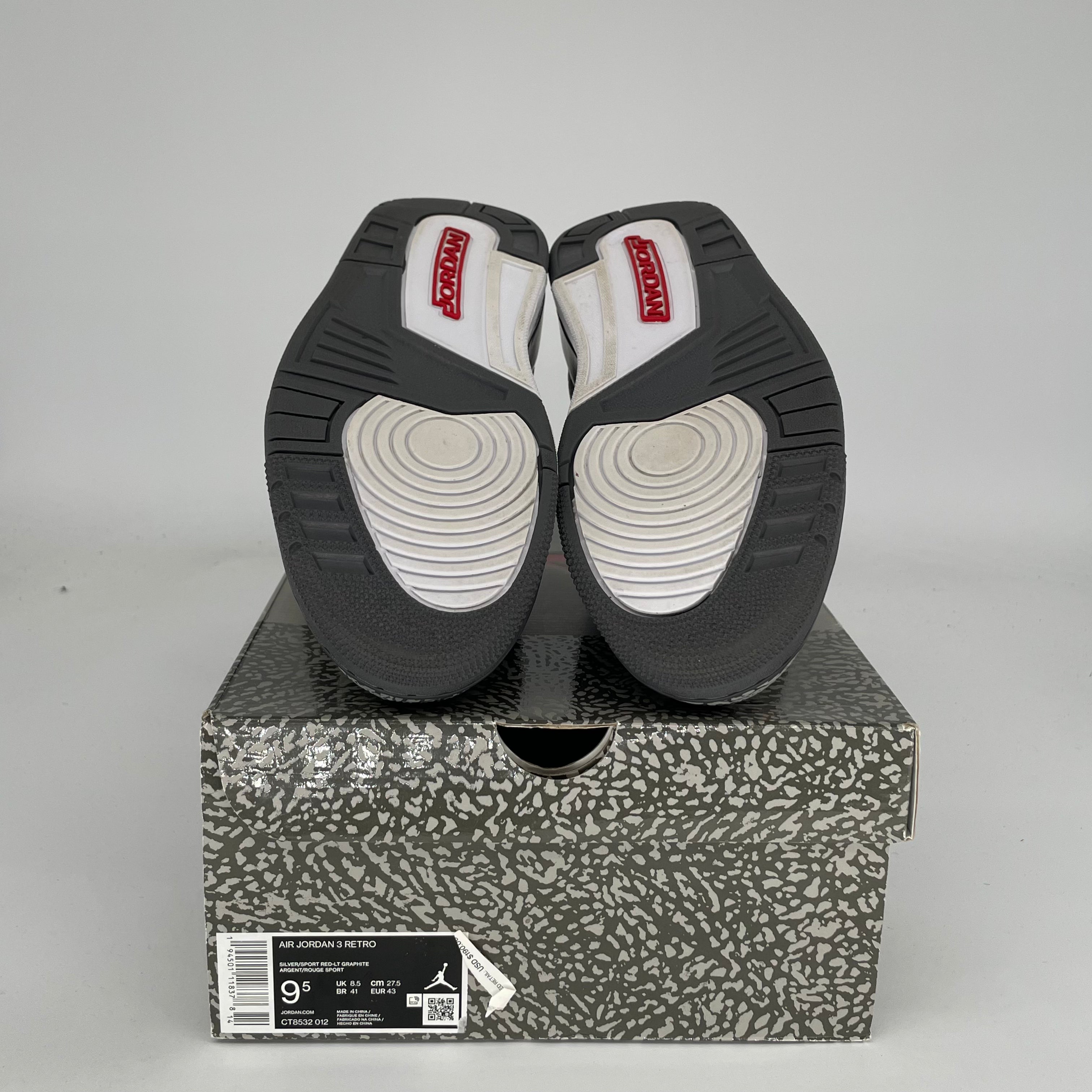 AIR JORDAN 3 COOL GREY Men's Basketball Shoes - Size 9.5 (CT8532-012) | Retro Sneakers for Casual Wear, Street Fashion & Sports Performance