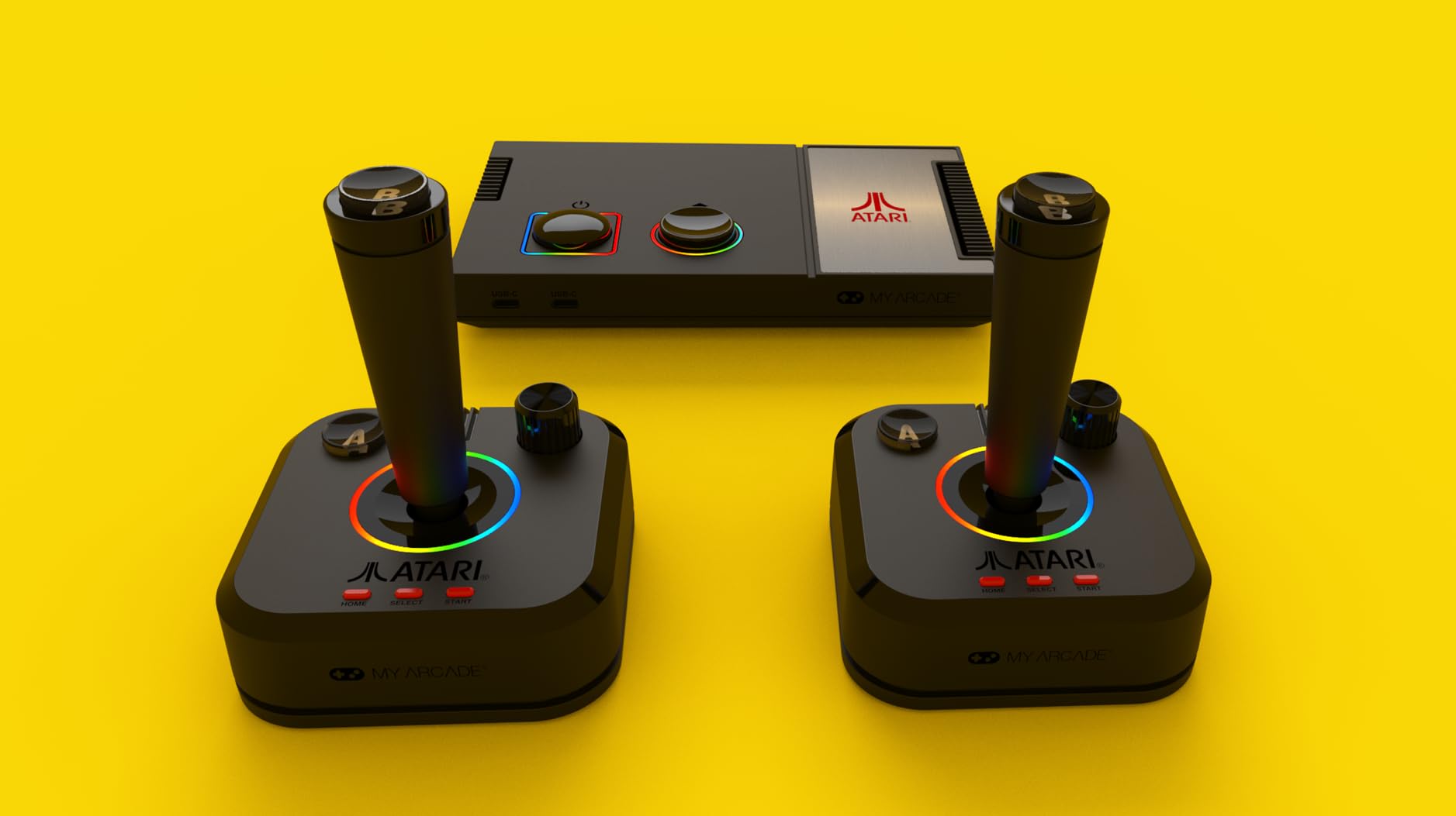 My Arcade Atari Game Station Pro: 200+ Classic Video Games Console with Wireless Joysticks, RGB LED Lights - Play Asteroids, Centipede & More | Perfect for Retro Gaming, Family Entertainment & Game Room Decor