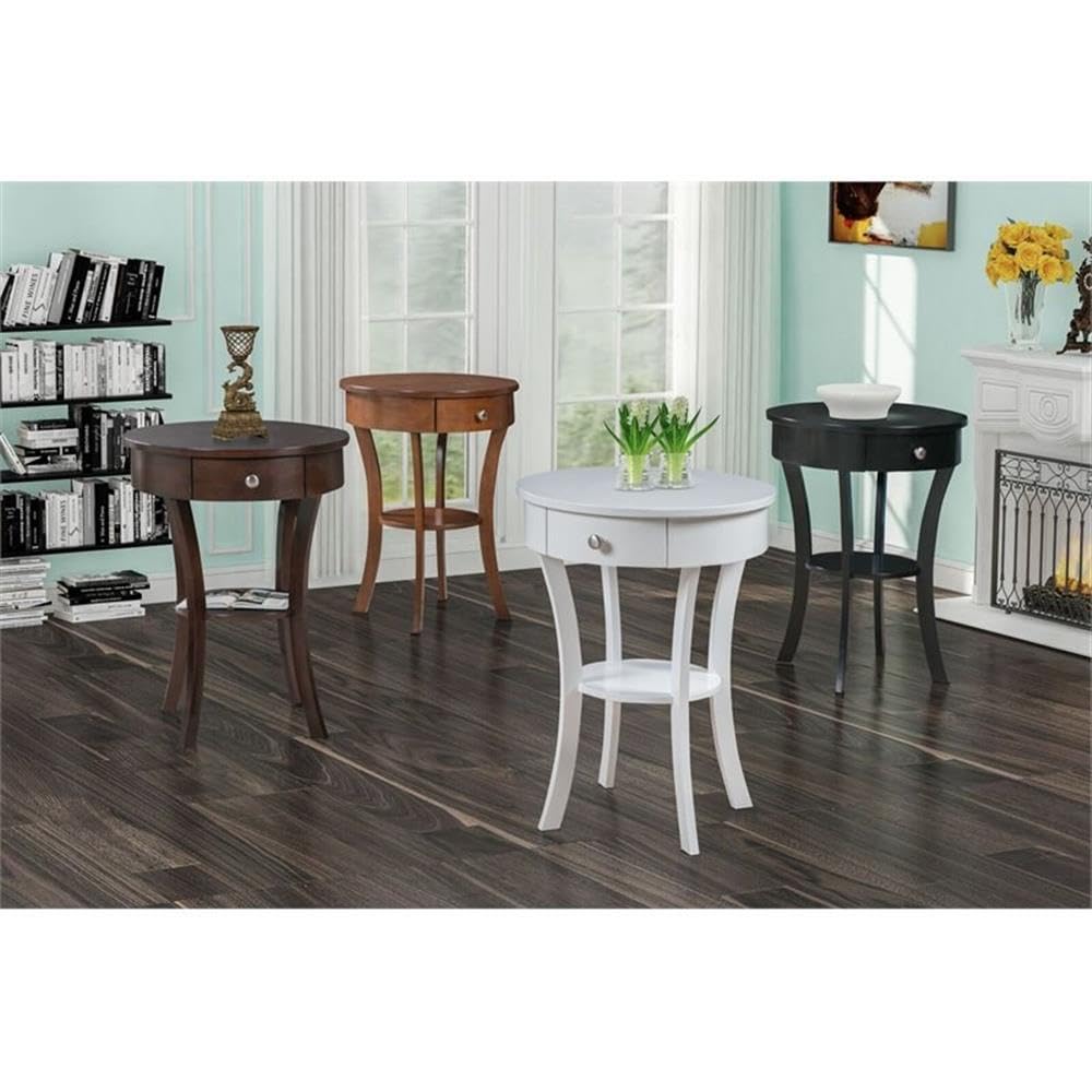Home Square 1-Drawer End Table with Shelf in Espresso Wood Finish - Set of 2 | Modern Nightstand with Storage for Bedroom, Living Room & Office | Space-Saving Side Table for Small Spaces
