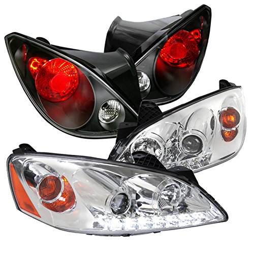 Spec-D Tuning Black Dual Halo Projector Headlights + LED Fog Lamps - Compatible with Pontiac G6 (Left & Right Pair) | High-Performance Lighting for Night Driving & Custom Car Upgrades