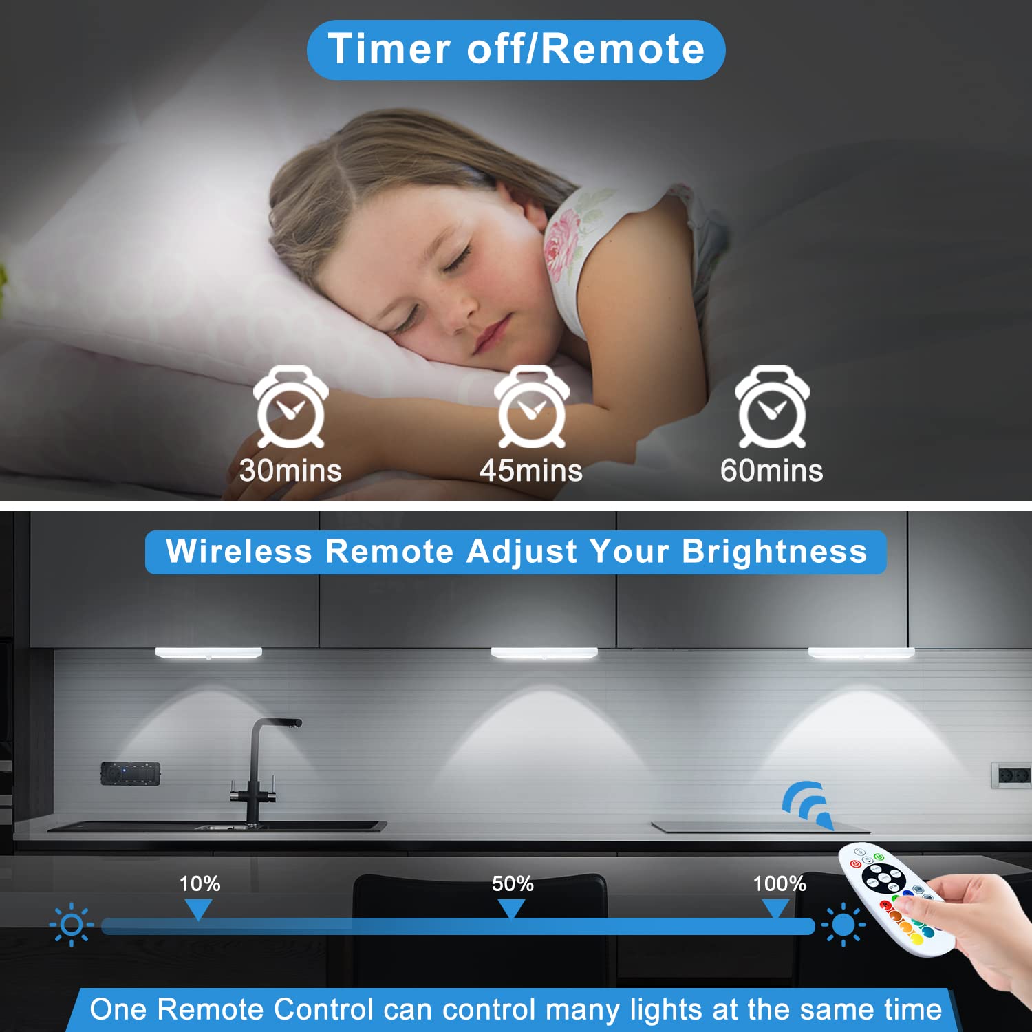 48 LED Rechargeable Under Cabinet Lights with Remote - Dimmable RGB Kitchen Counter & Closet Lighting, 15 Color Changing LED Bar Lights for Shelf, Car, Hallway (6 Pack) - Perfect for Home Kitchen, Garage, Display Cabinets & Mood Lighting