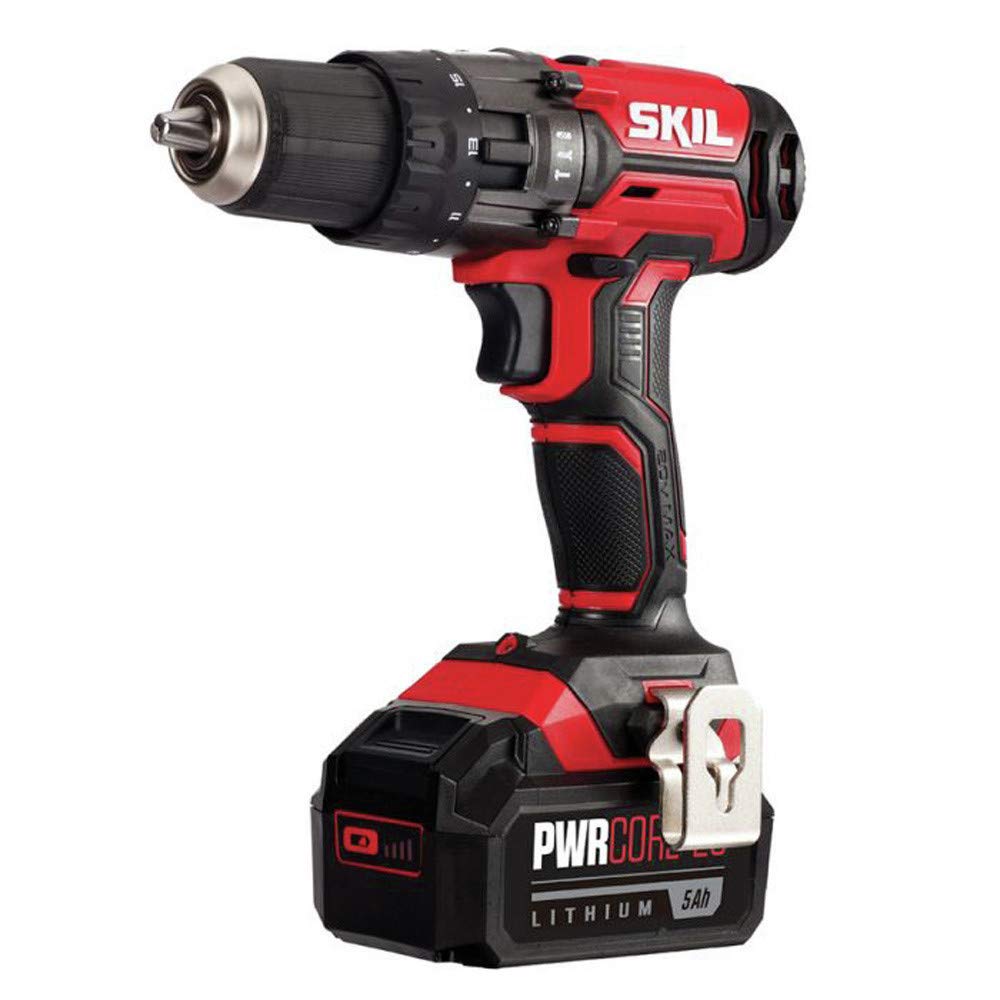 Skil PWRCore 20 Brushless Hammer Drill with 2.0Ah Lithium-Ion Battery & Fast Charger - Powerful Cordless Drill for Home DIY Projects, Woodworking, and Construction Work