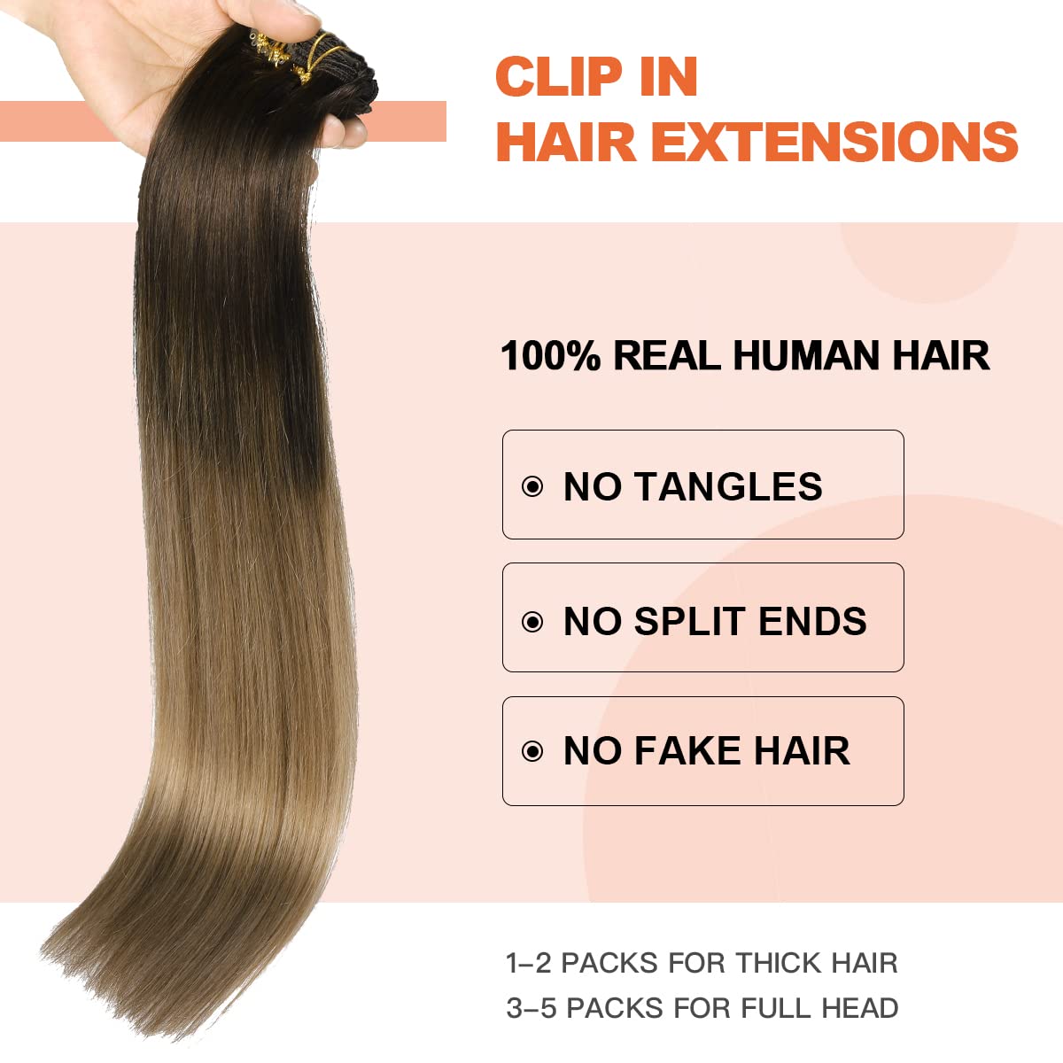 Premium 100% Human Hair Clip-In Extensions - Silky Straight Hair Extensions for Length & Volume | Perfect for Parties, Weddings & Everyday Styling