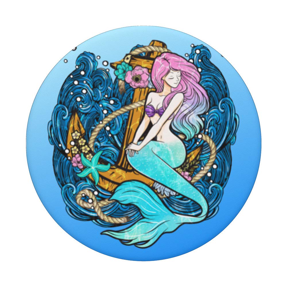 Blue Mermaid Tail PopSocket Grip & Stand for iPhone & Android - Ocean Themed Phone Accessory for Girls | Perfect for Beach Days, Pool Parties & Summer Adventures