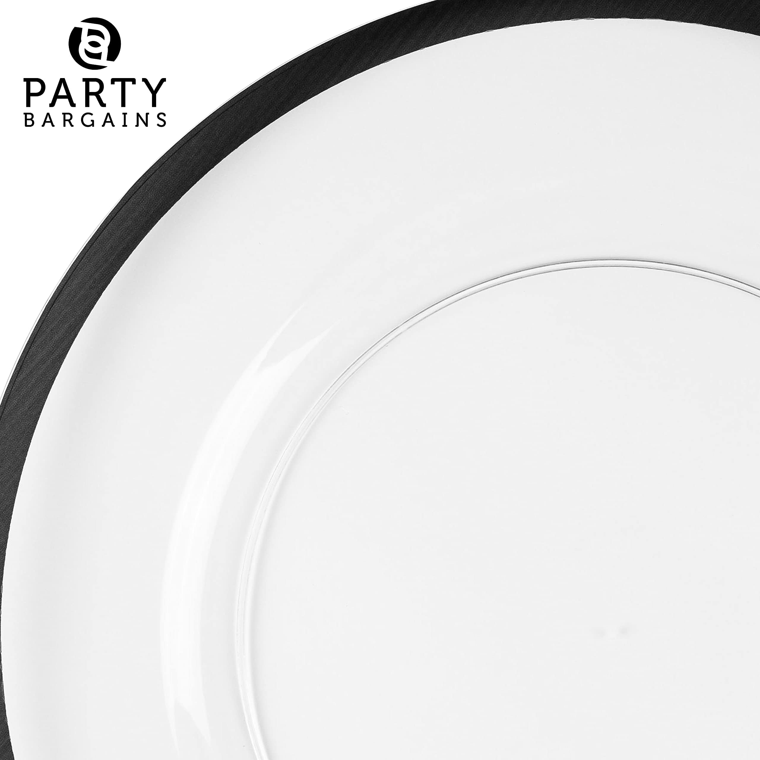 13-Inch Heavy-Duty Disposable Charger Plates for Elegant Dining - Black Rim (Pack of 48) - Perfect for Weddings, Formal Events, Banquets & Dinner Parties - Premium Party Supplies for Stylish Table Settings